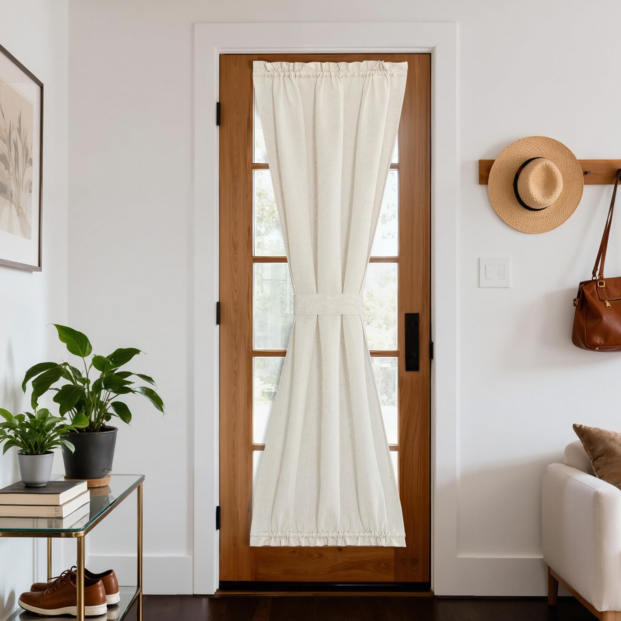 Natural Linen Door Curtains 72 inch Length 1 Panel