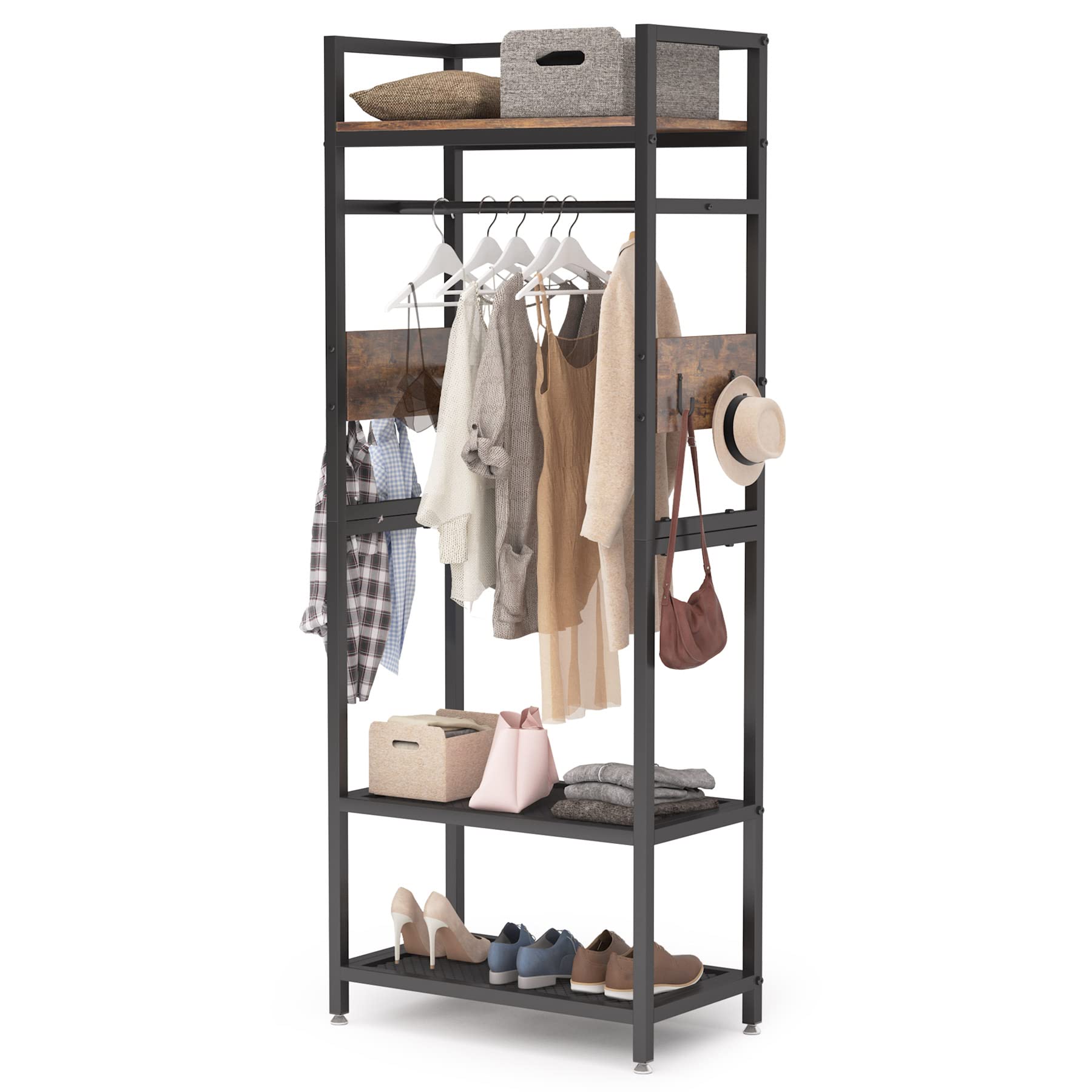 Small Heavy Duty Clothes Rack Set of 10 with Shelf and Hanging Rod (10 Count)