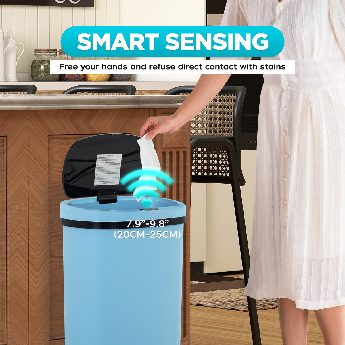 Automatic Motion Sensor Bathroom Trash Can with Lid