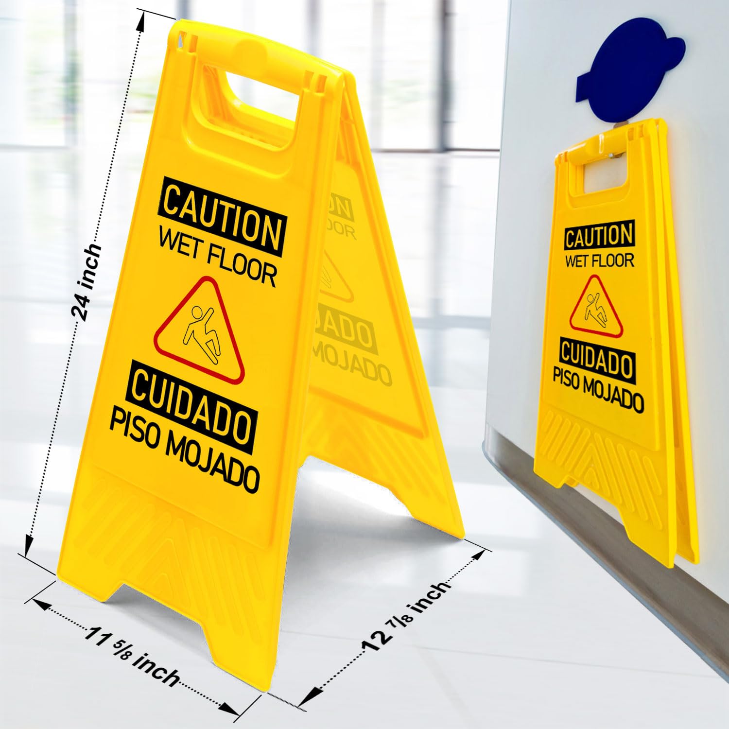 12 Pack Bilingual Caution Wet Floor Signs (12 Count)