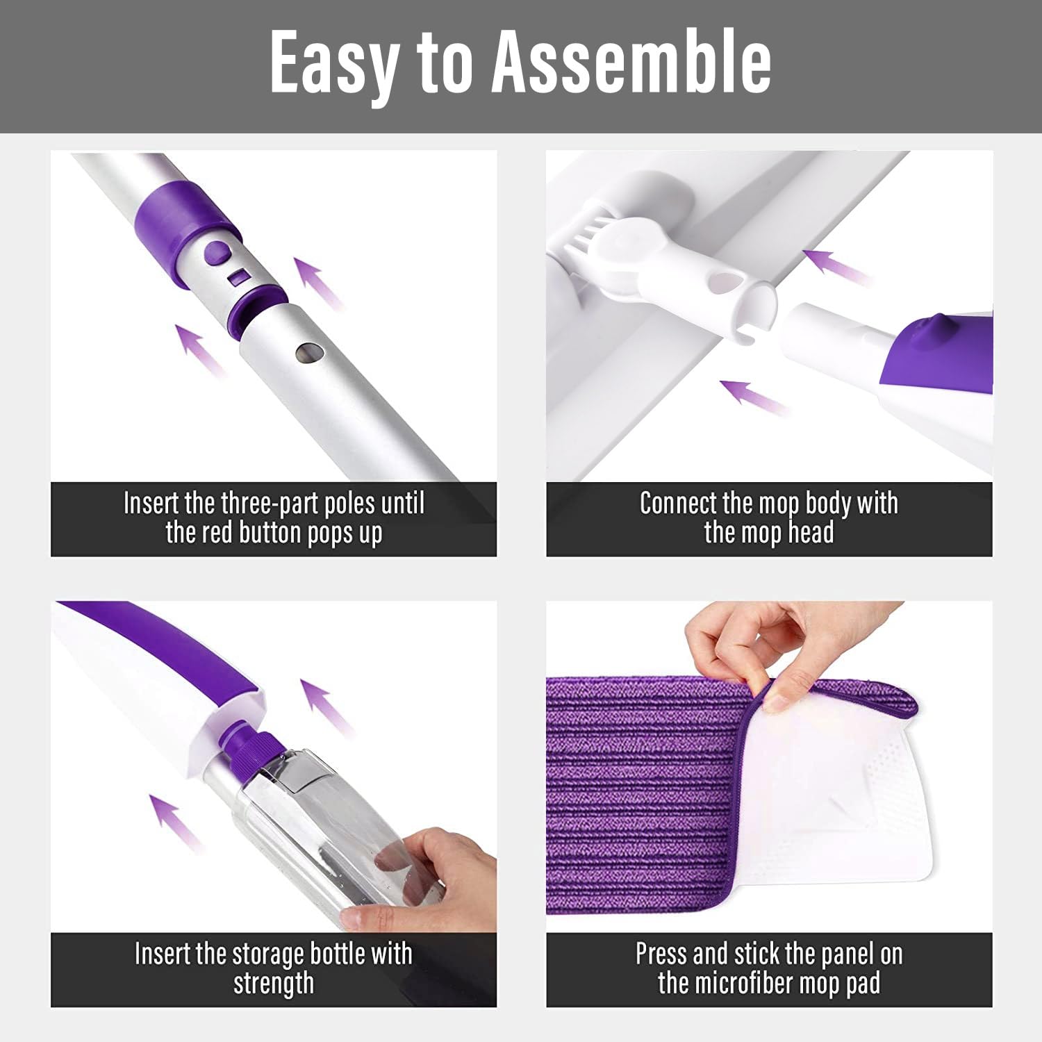 Microfiber Hardwood Floor Spray Mop with 3 Pads & Refillable Bottle