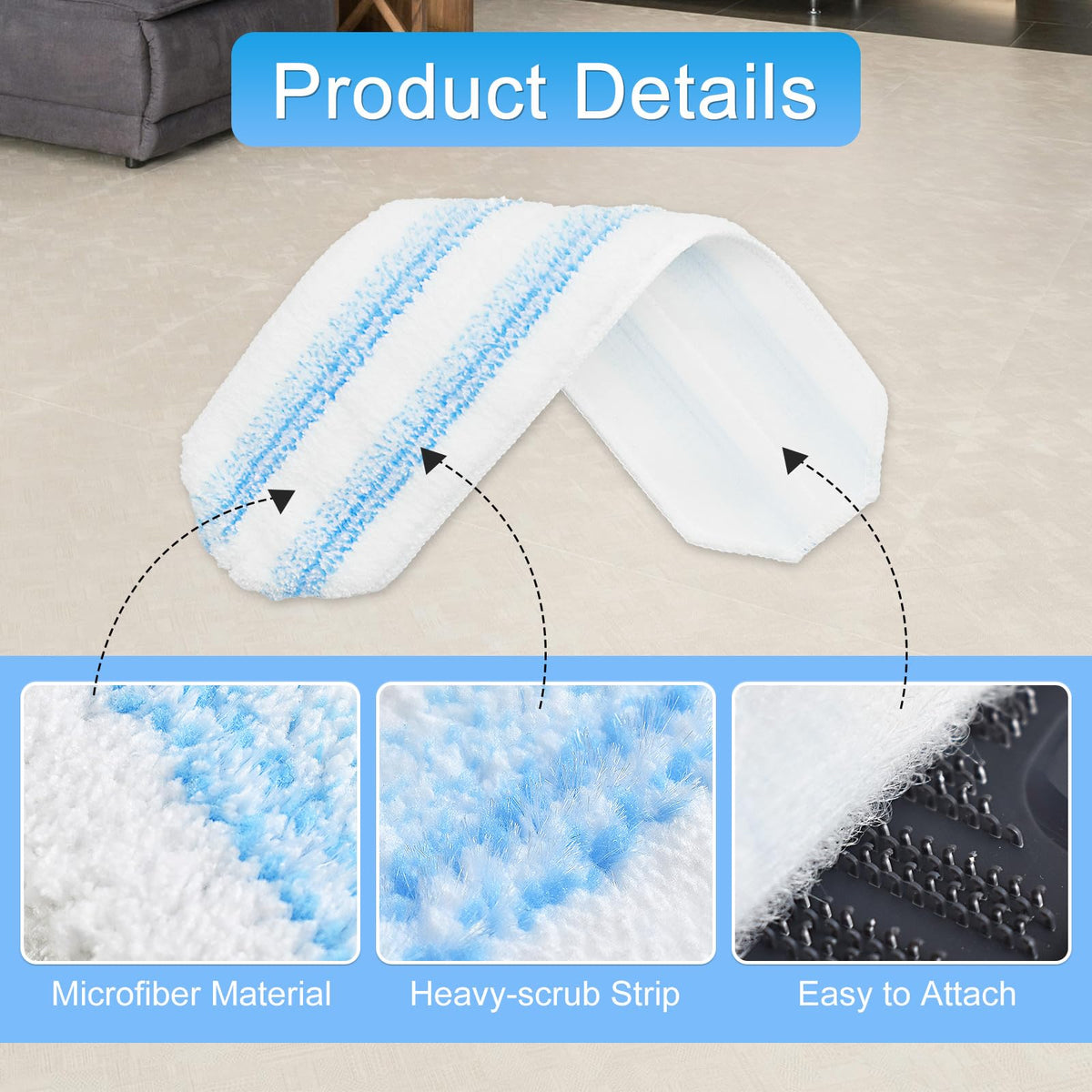 6 Pack Microfiber Replacement Mop Pads for O (6 Count)
