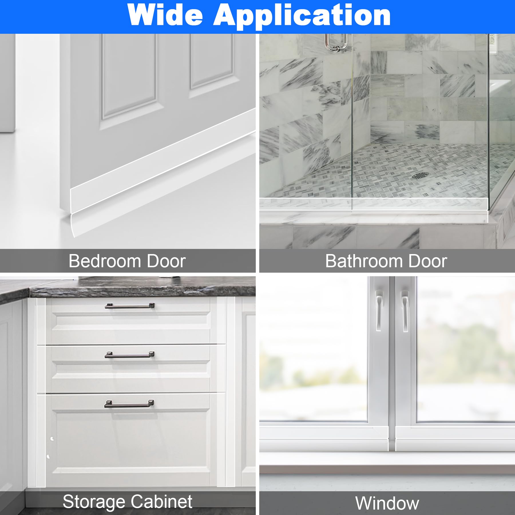 Weather Stripping Silicone Door Seal Strip 2 in x 10 ft Door Draft Stopper Self Adhesive Door Draft Tape (10 Foot)