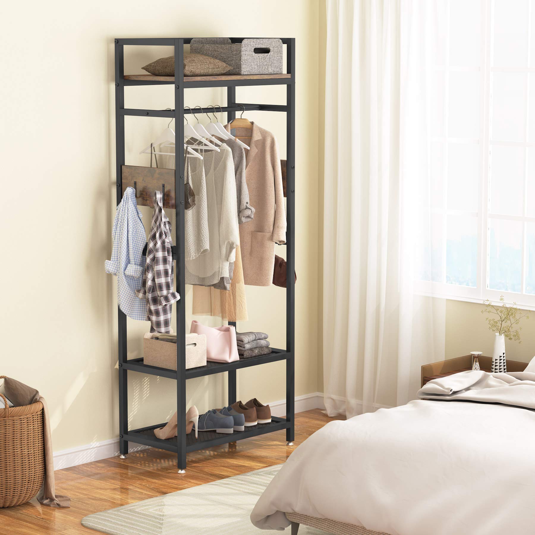 Small Heavy Duty Clothes Rack Set of 10 with Shelf and Hanging Rod (10 Count)