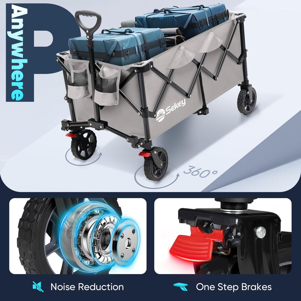 Collapsible Foldable Wagon with 300lbs Weight Capacity