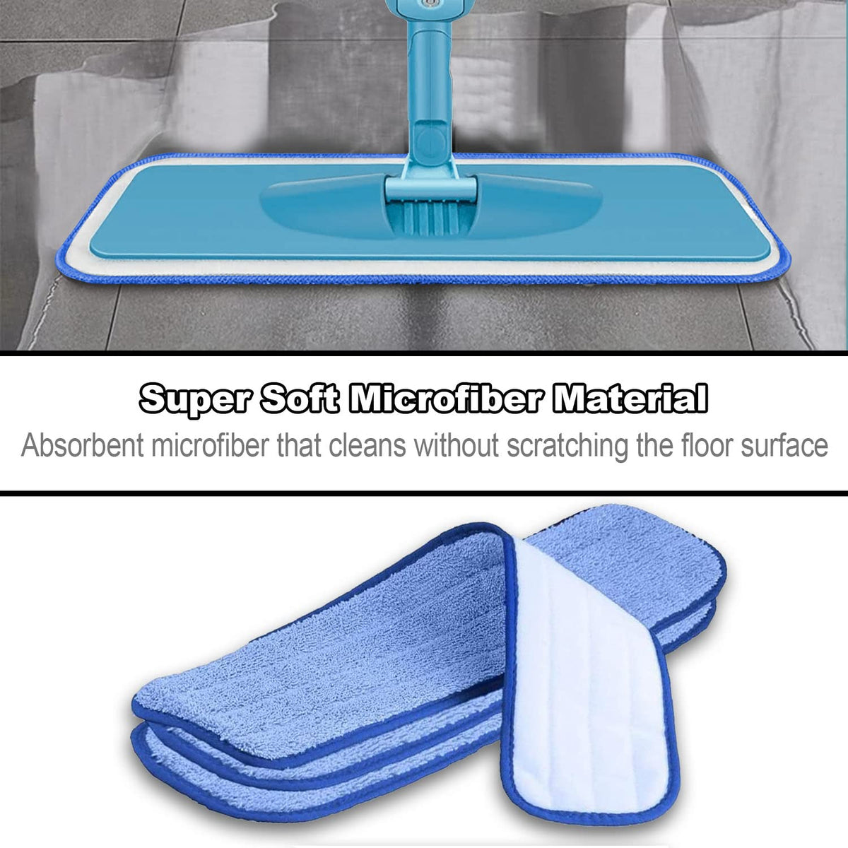 Replacement Mop Head Replacement Microfiber Mop Head Set of 2 per Pack [2 Packs] (2 Count)