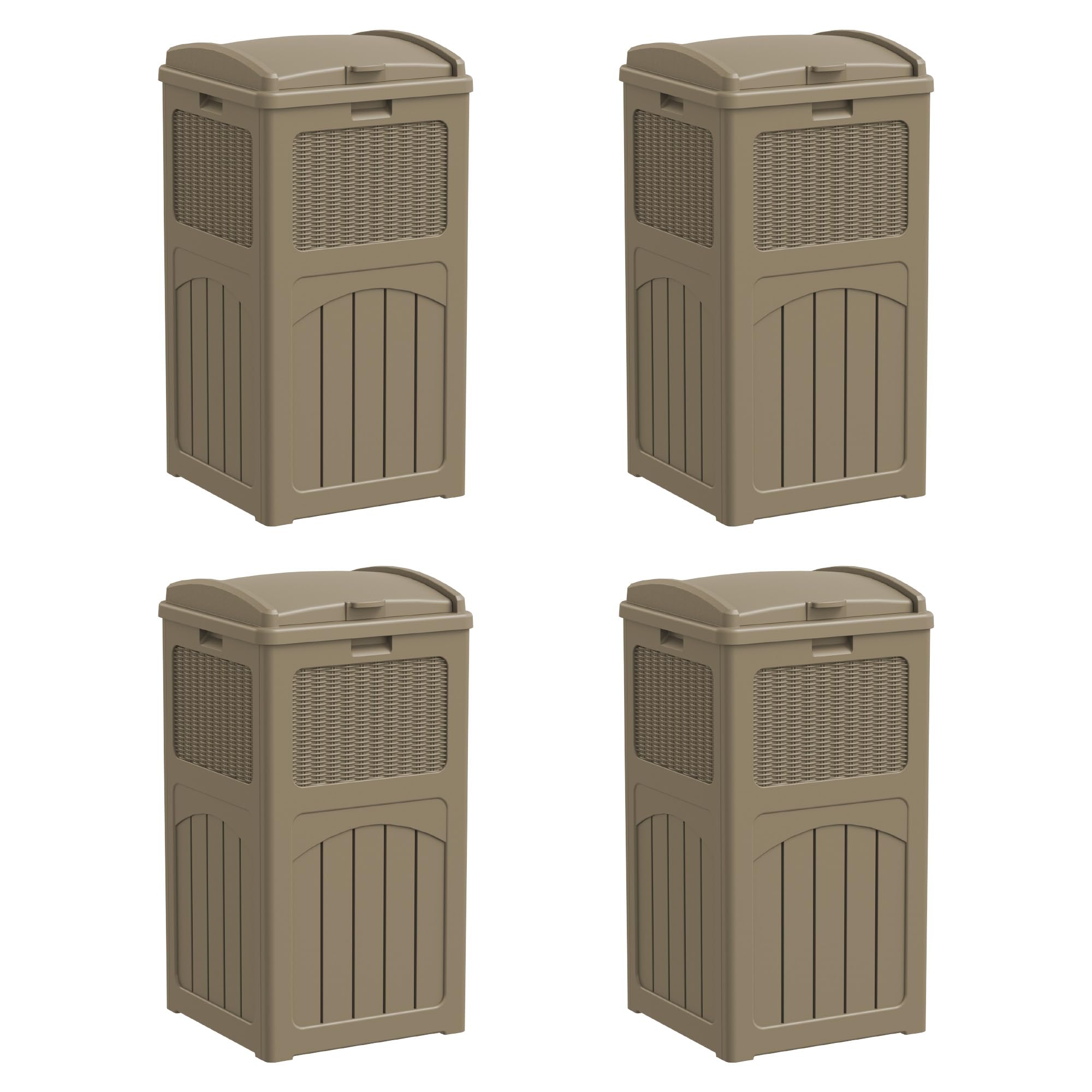 33 Gallon Resin Outdoor Trash Can with Lid (4 Count)