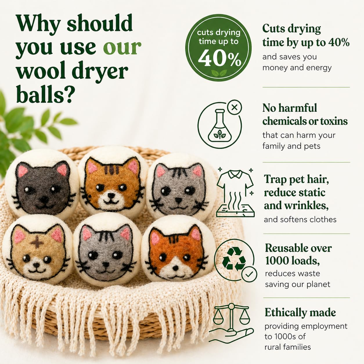 Wool Dryer Balls XL 6 (6 Count)