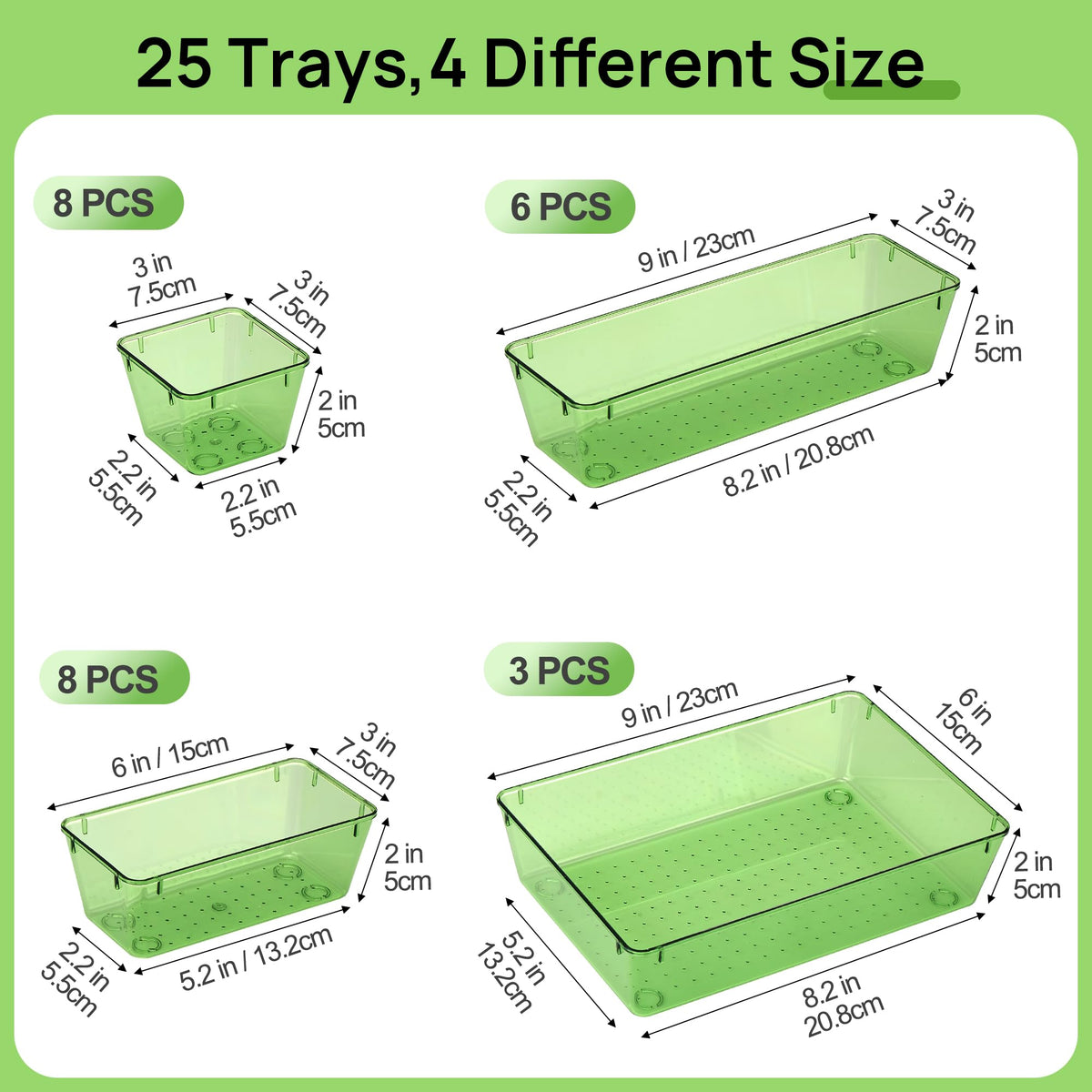 25 Pack Plastic Drawer Organizers with Non (25 Count)