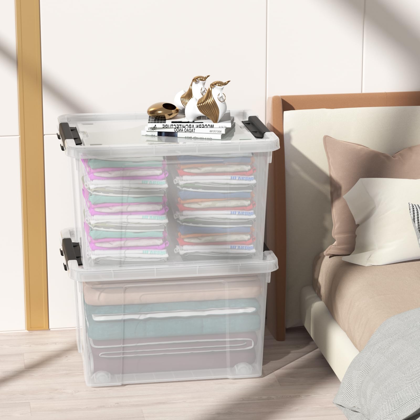 50 Quart Large Clear Plastic Storage Boxes Bin with Lid (4 Count)