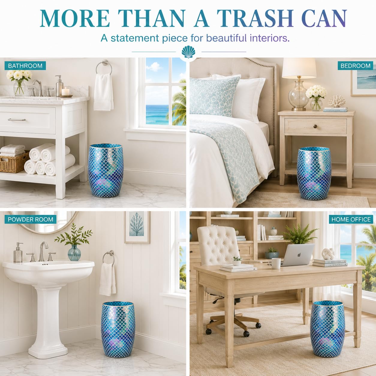 Mermaid Bathroom Trash Can