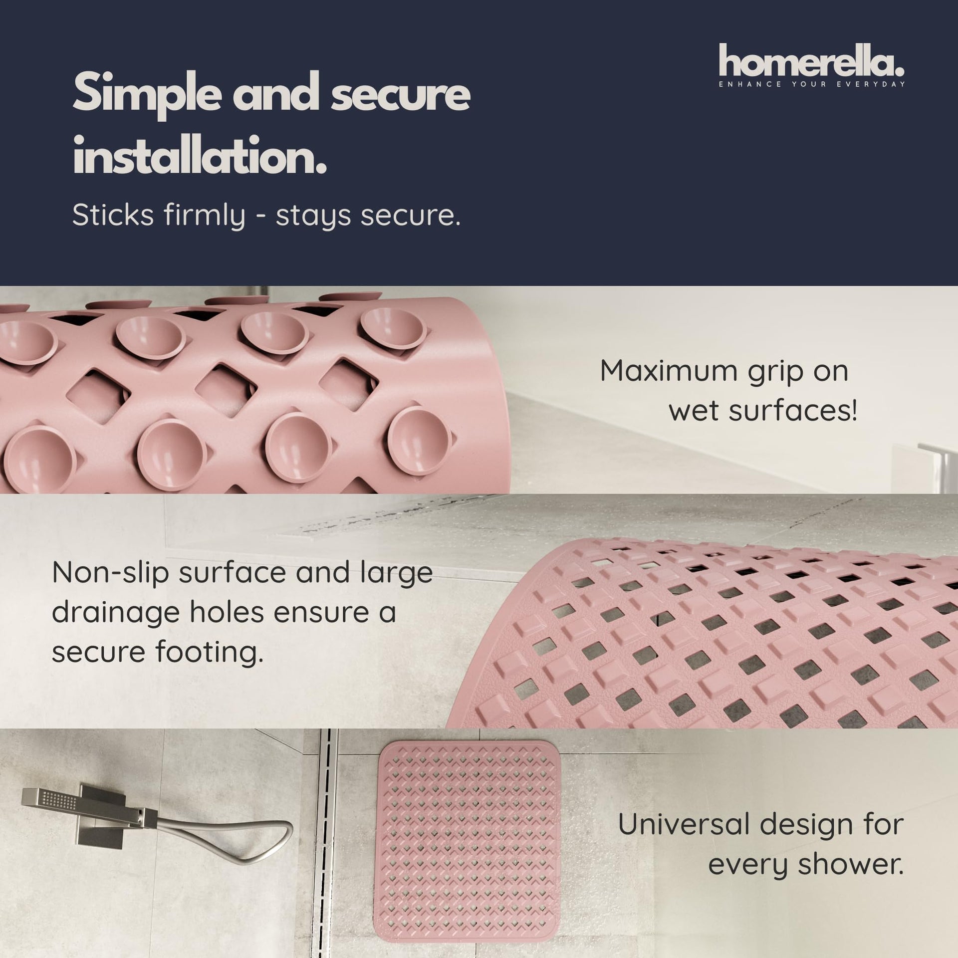 Square Shower Mat Non Slip Anti Mold 21x21 Anti Slip Shower Mat