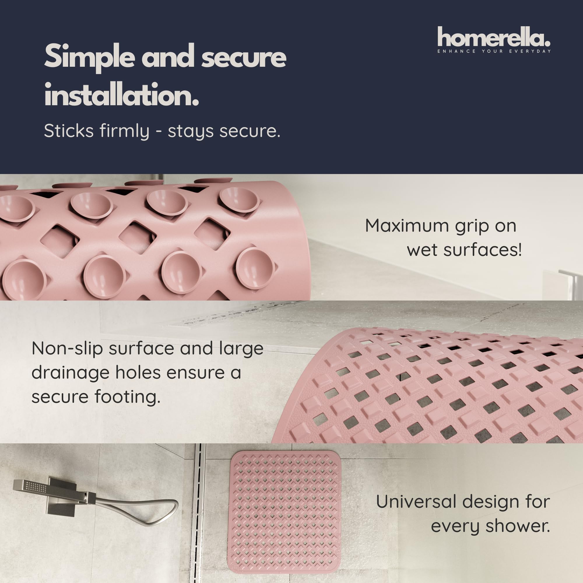 Square Shower Mat Non Slip Anti Mold 21x21 Anti Slip Shower Mat