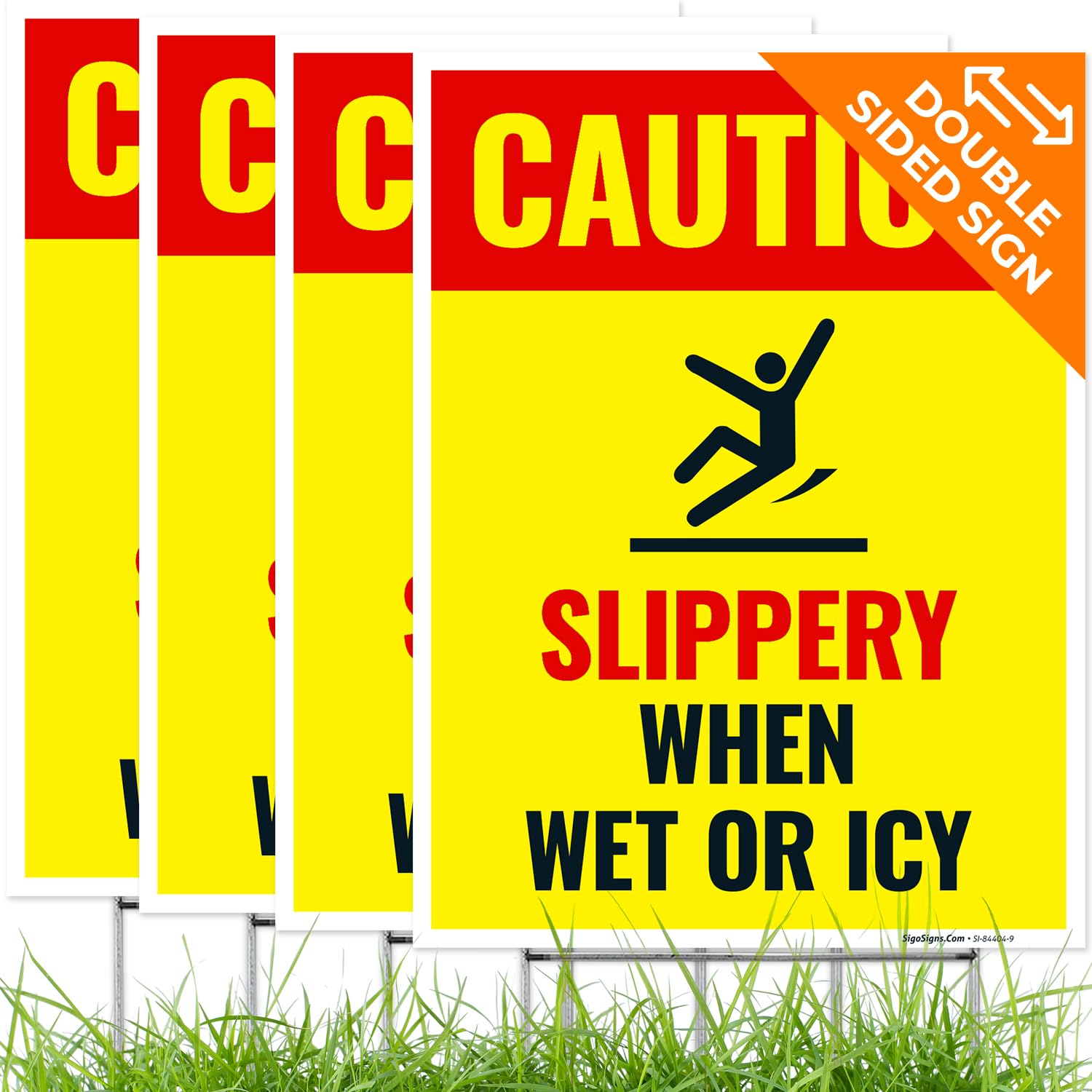Caution Slippery When Wet or ICY Sign
