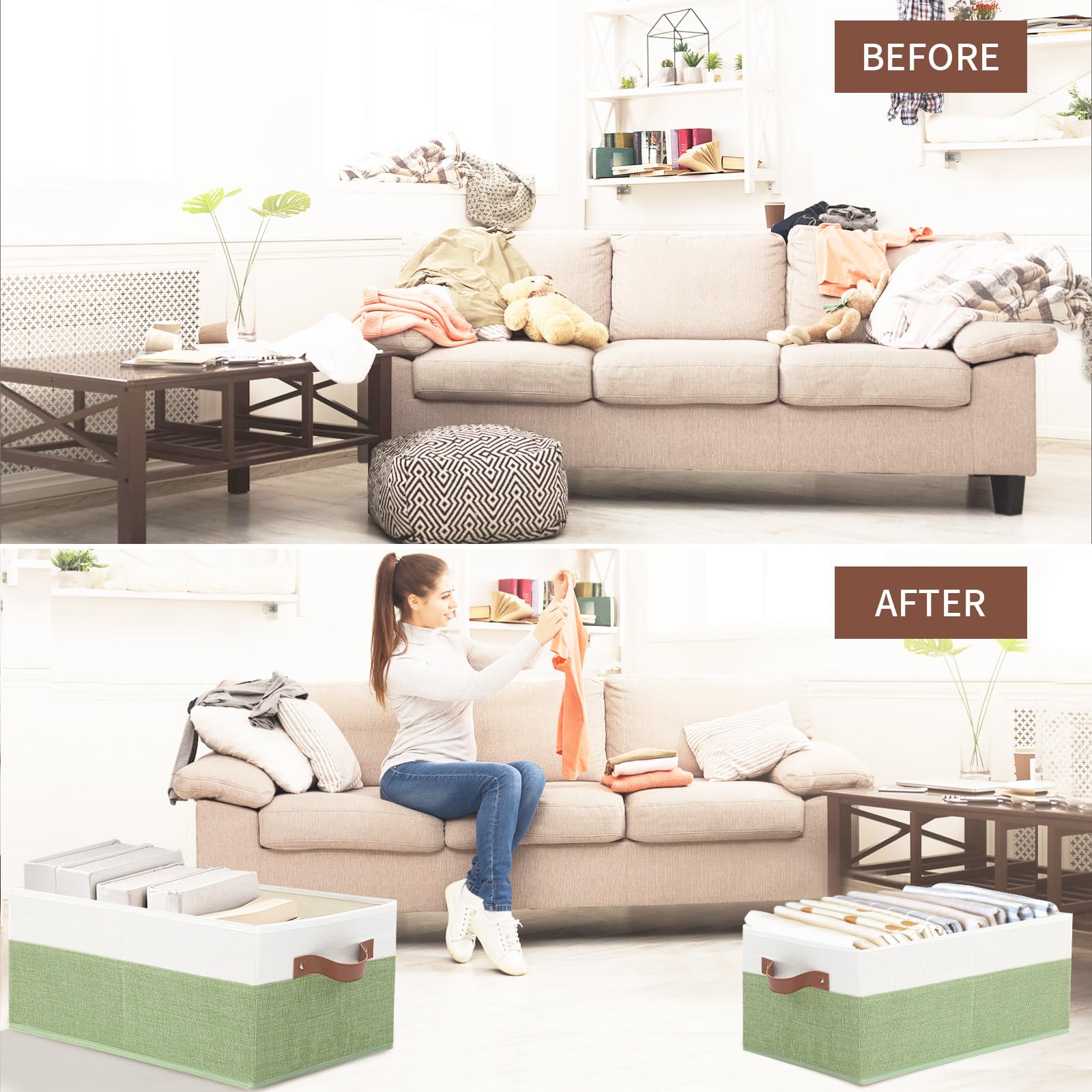 3 Pack Large Capacity Storage Bins Closet Organizer for Shelves (3 Count)