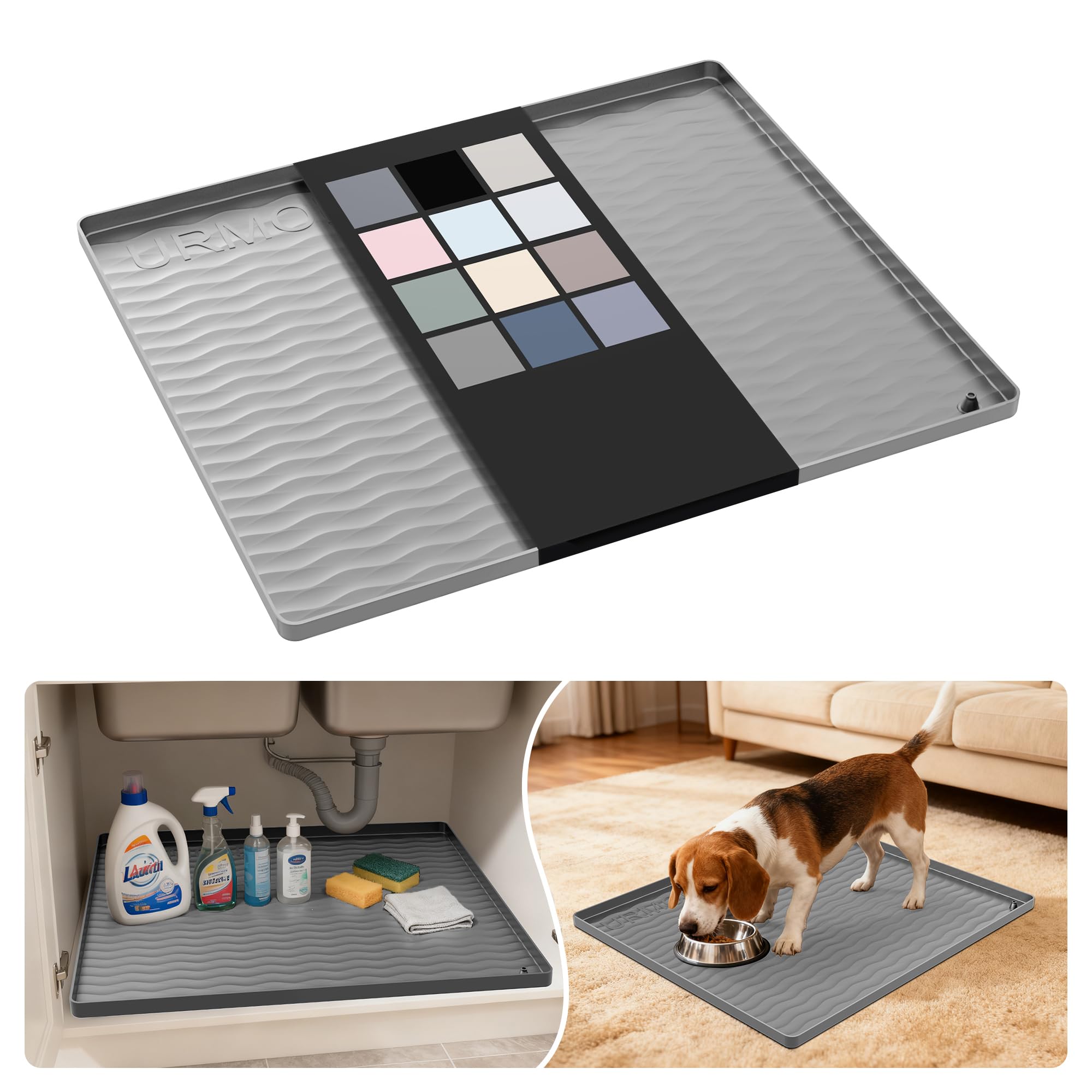 Waterproof Silicone Under Sink Mat 22'' x 19'' Shelf Liner for Kitchen and Bathroom