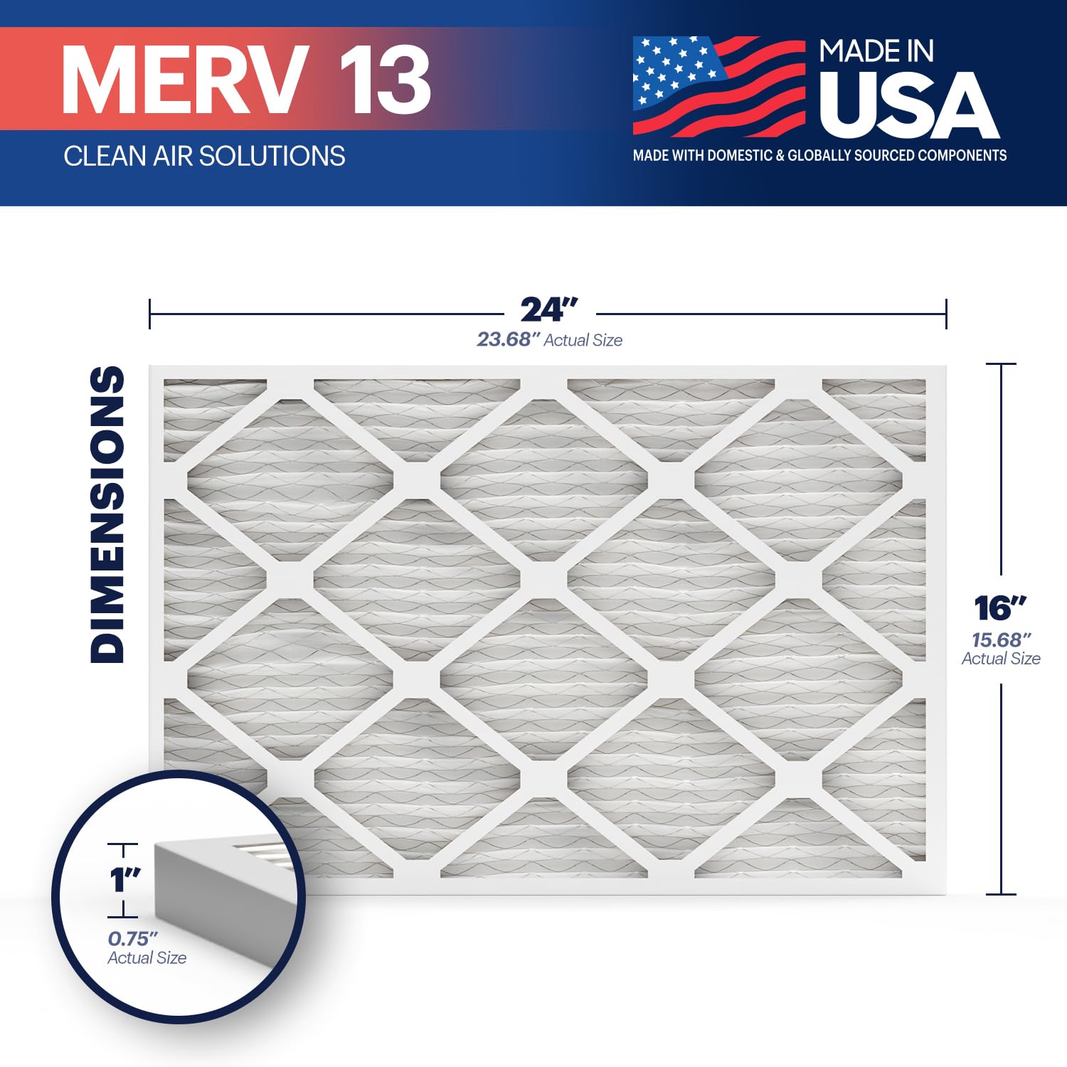 TruFilter 16x24x1 Air Filter MERV 13 (4 Count)