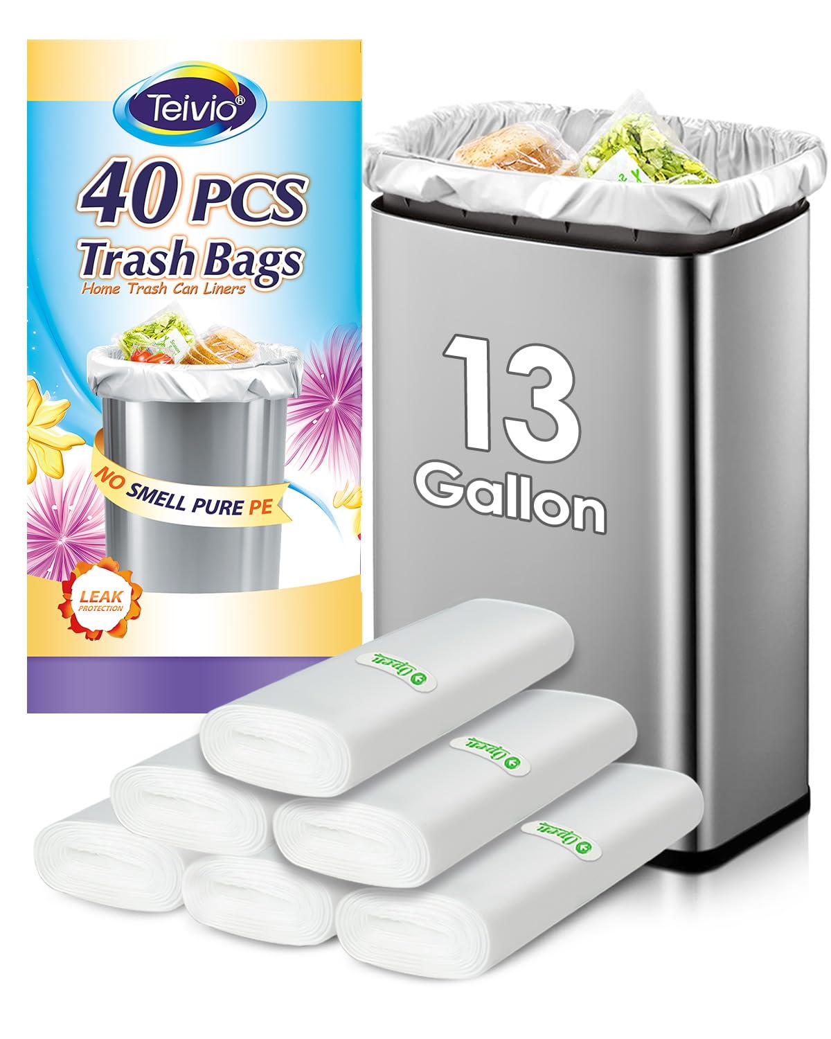Tall Kitchen Clear Trash Bags 13 Gallon 40 Count Garbage Bags (30 Count)