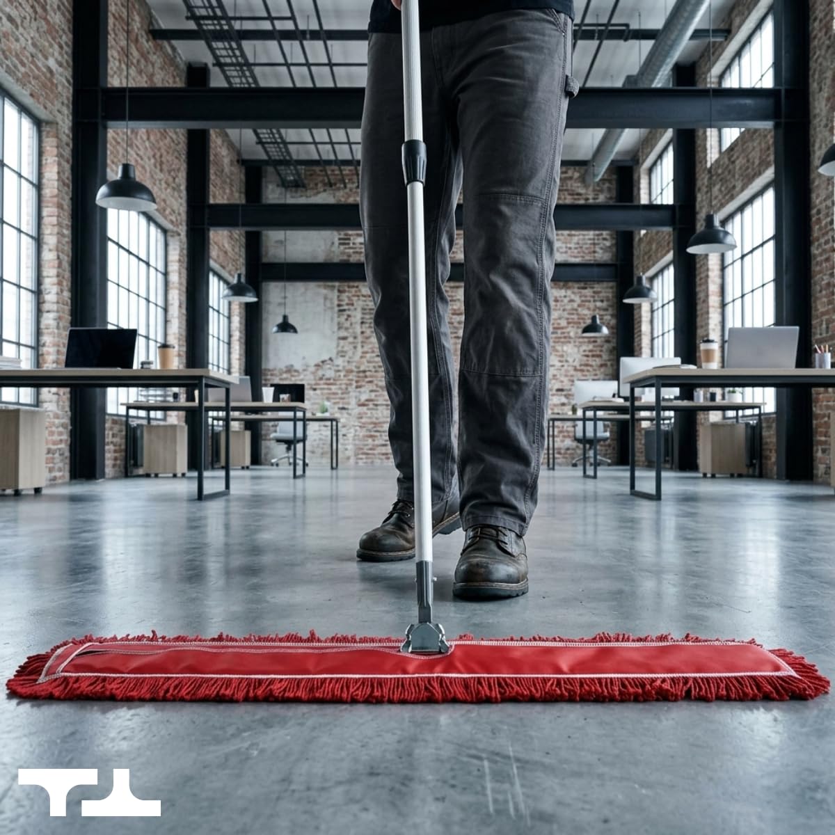 36 Inch Red Commercial Dust Mop & Floor Sweeper with Extendable Handle