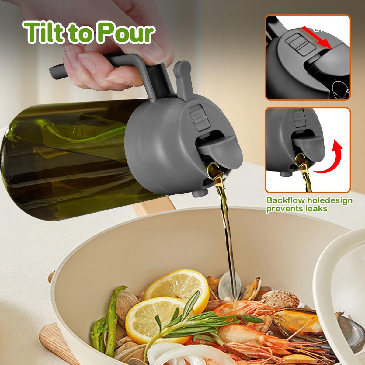 16oz 470ml Dark Green Oil Sprayer for Cooking with Stickers