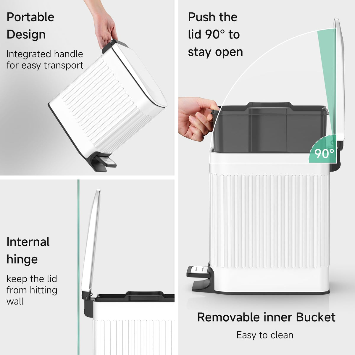 Slim Bathroom Trash Can with Lid Soft Close