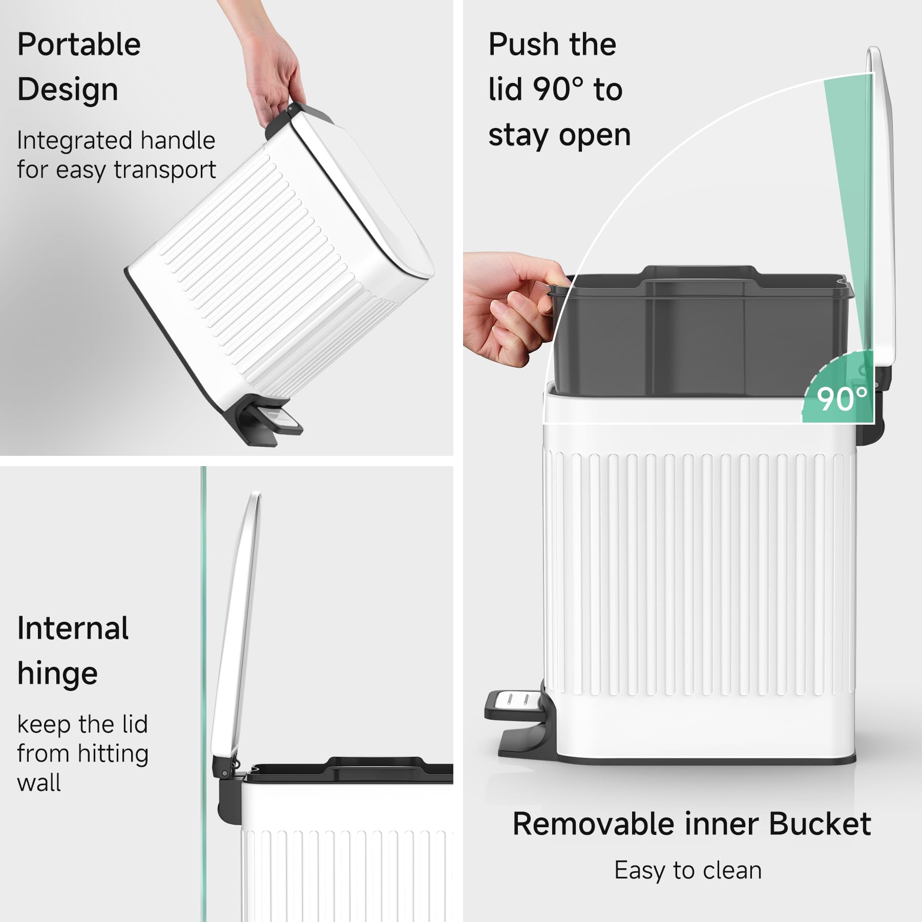 Slim Bathroom Trash Can with Lid Soft Close