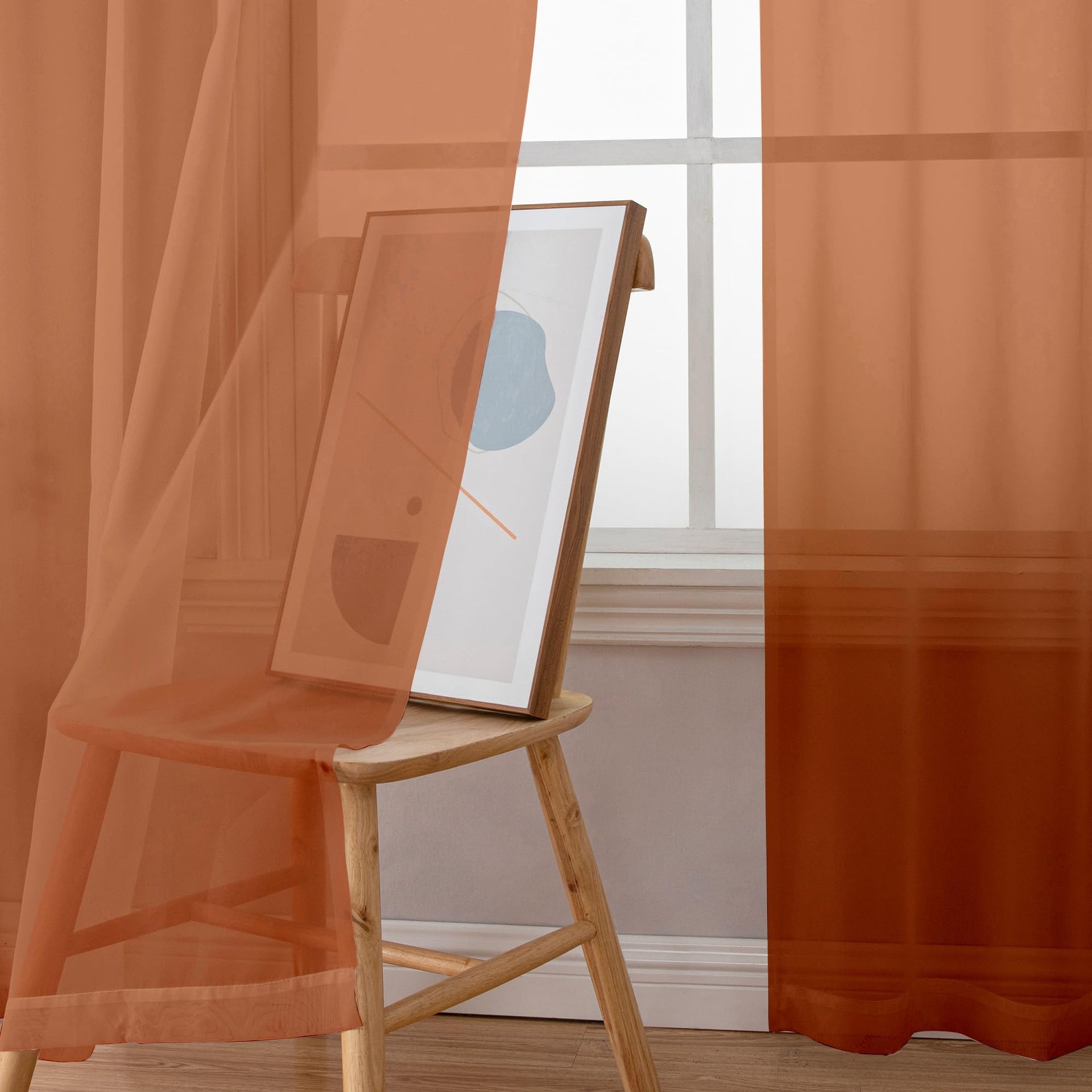 Sheer Orange Curtains 90 inches Long 2 Panels (2 Count)