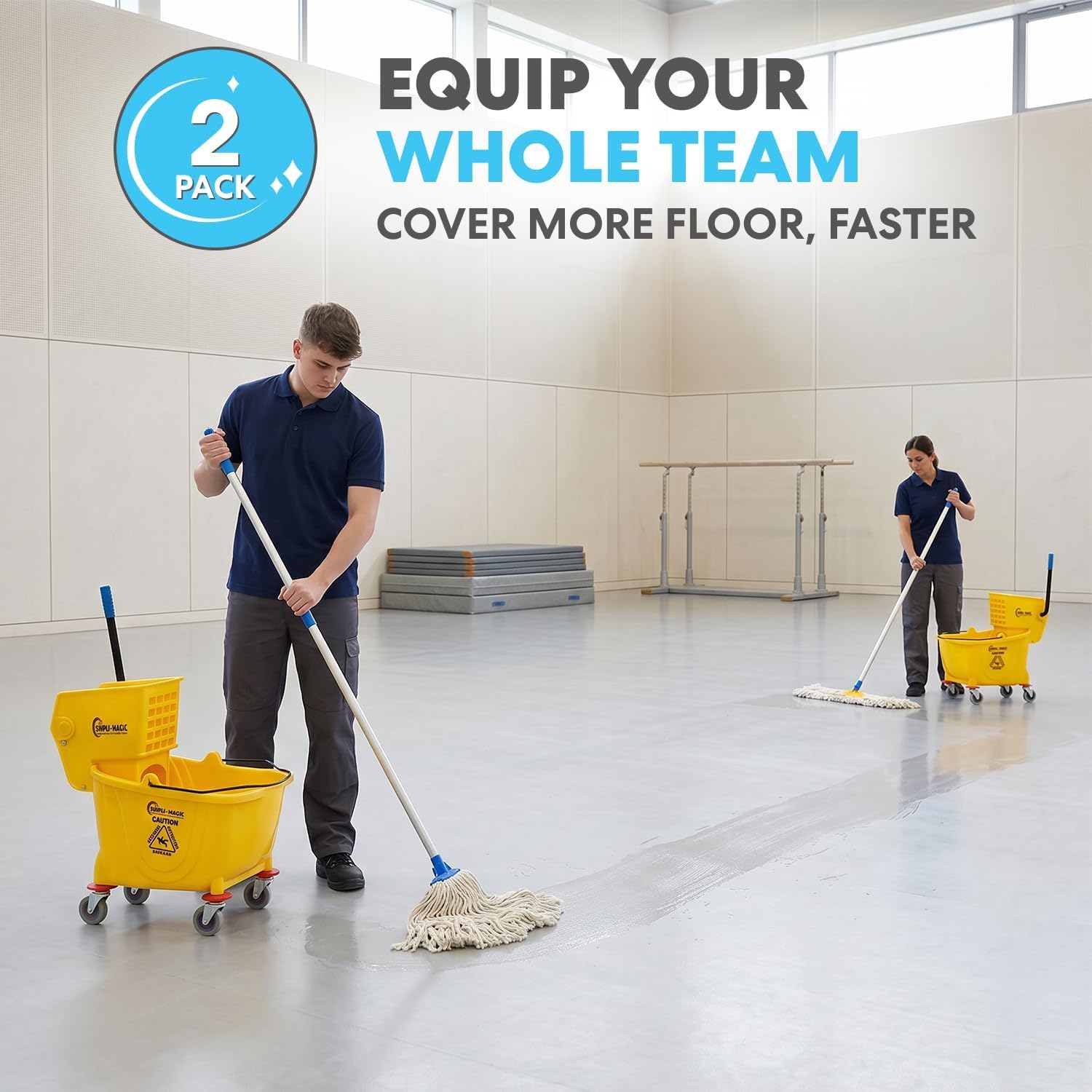 Side Press Wringer Combo Commercial Mop Bucket on Wheels (2 Count)