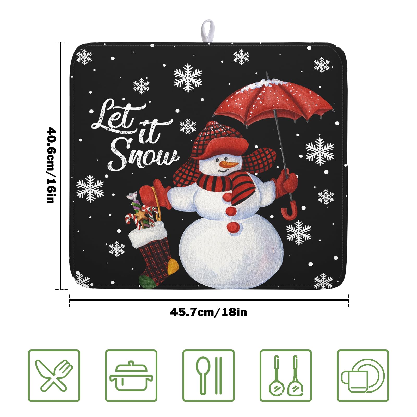 Winter Snowman Dish Drying Mat