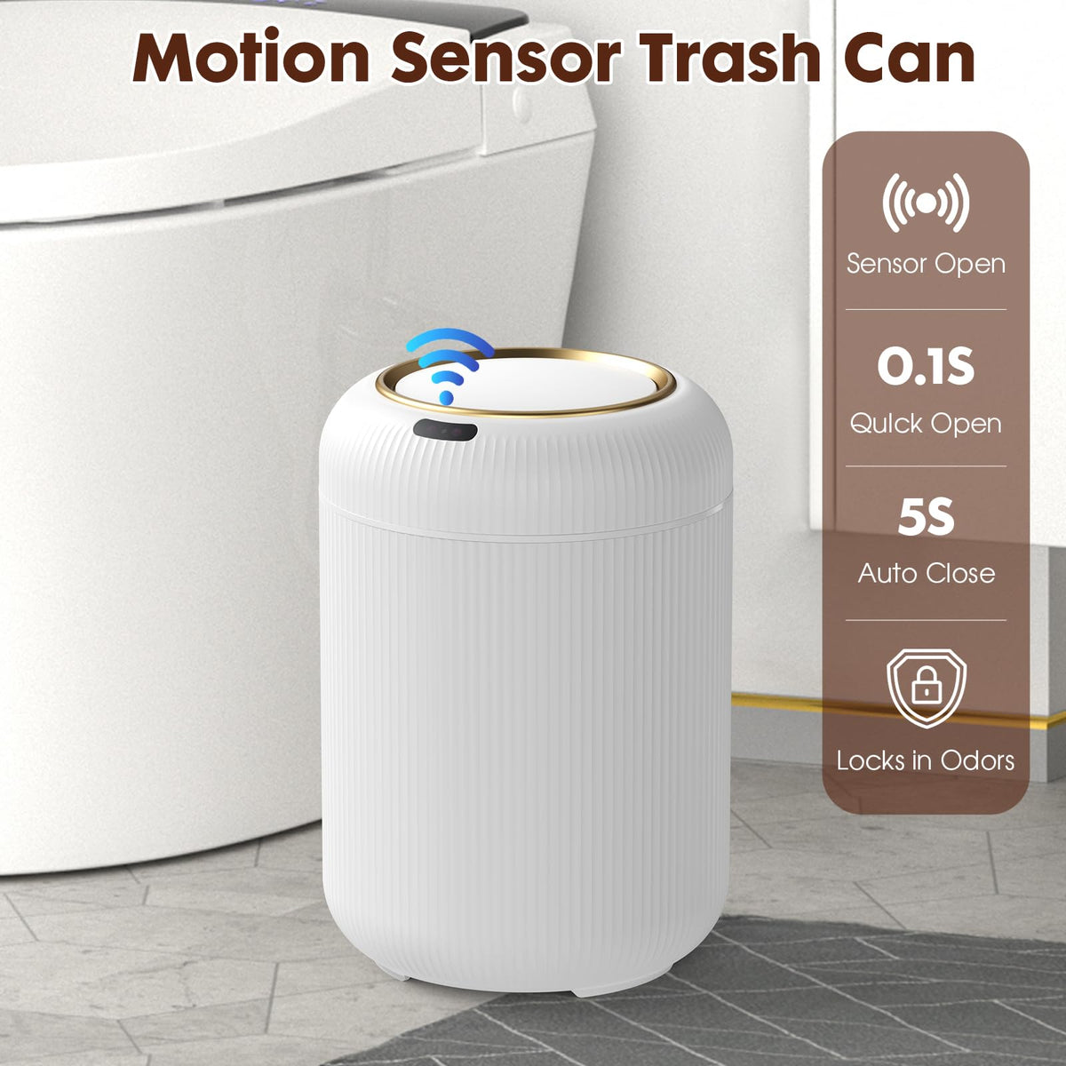 Motion Sensor Trash Can with Lid