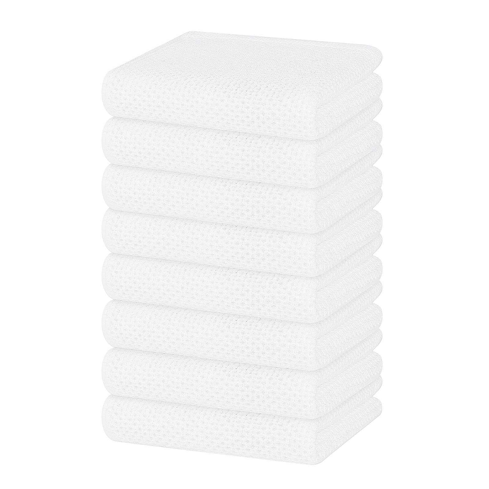 100% Cotton Waffle Weave Kitchen Dish Towels 8 (8 Count)