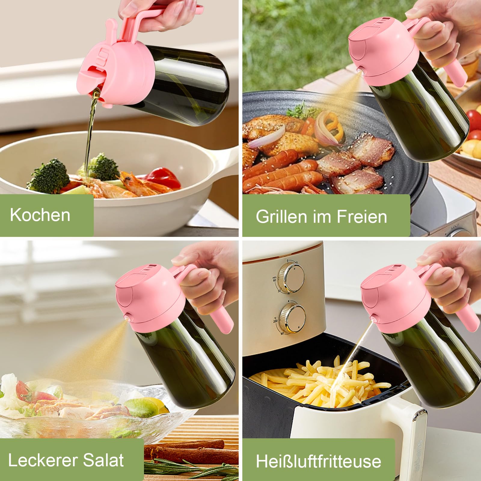 16oz 470ml Dark Green Oil Sprayer for Cooking with Stickers