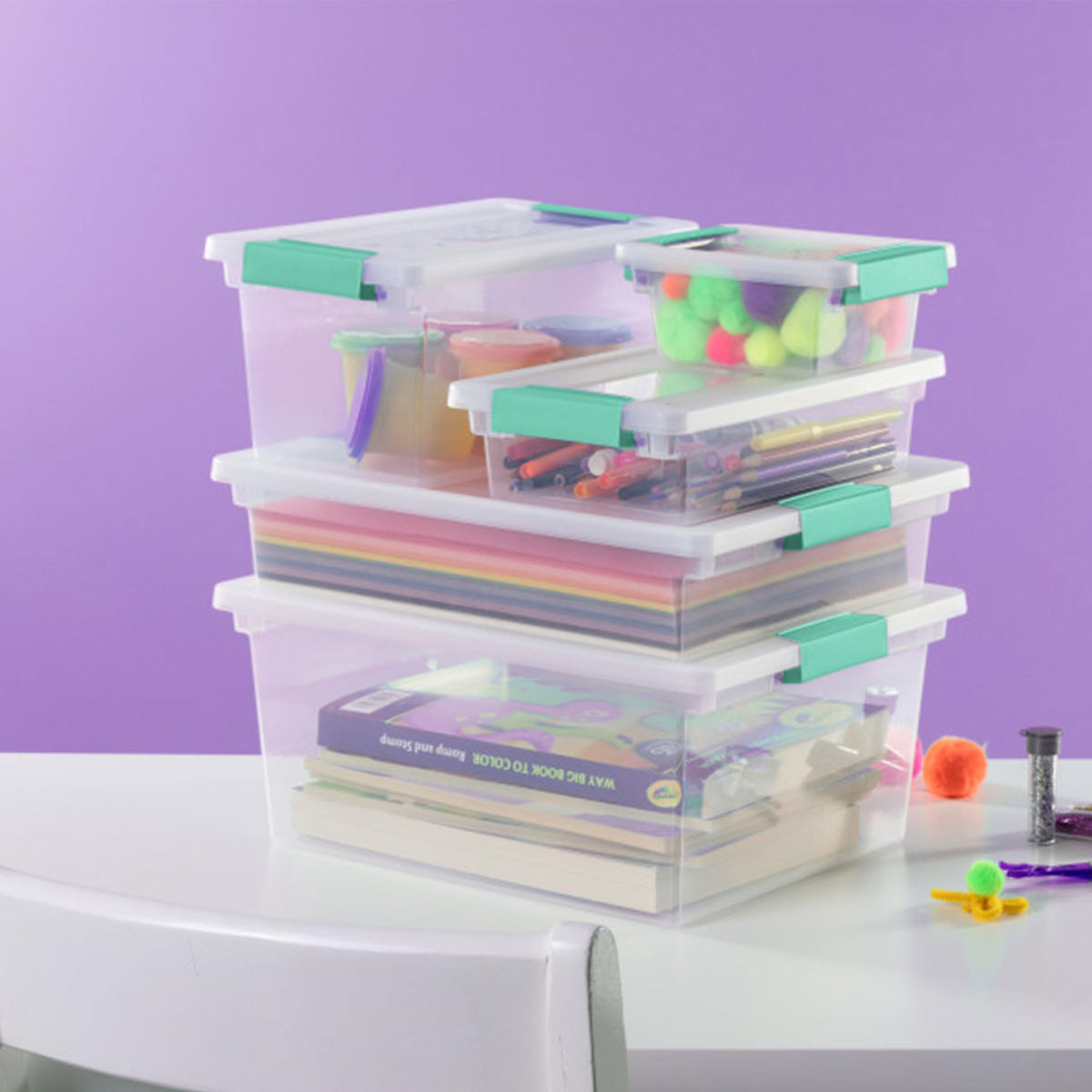 Clip Box Stackable Clear Plastic Bins (16 Count)