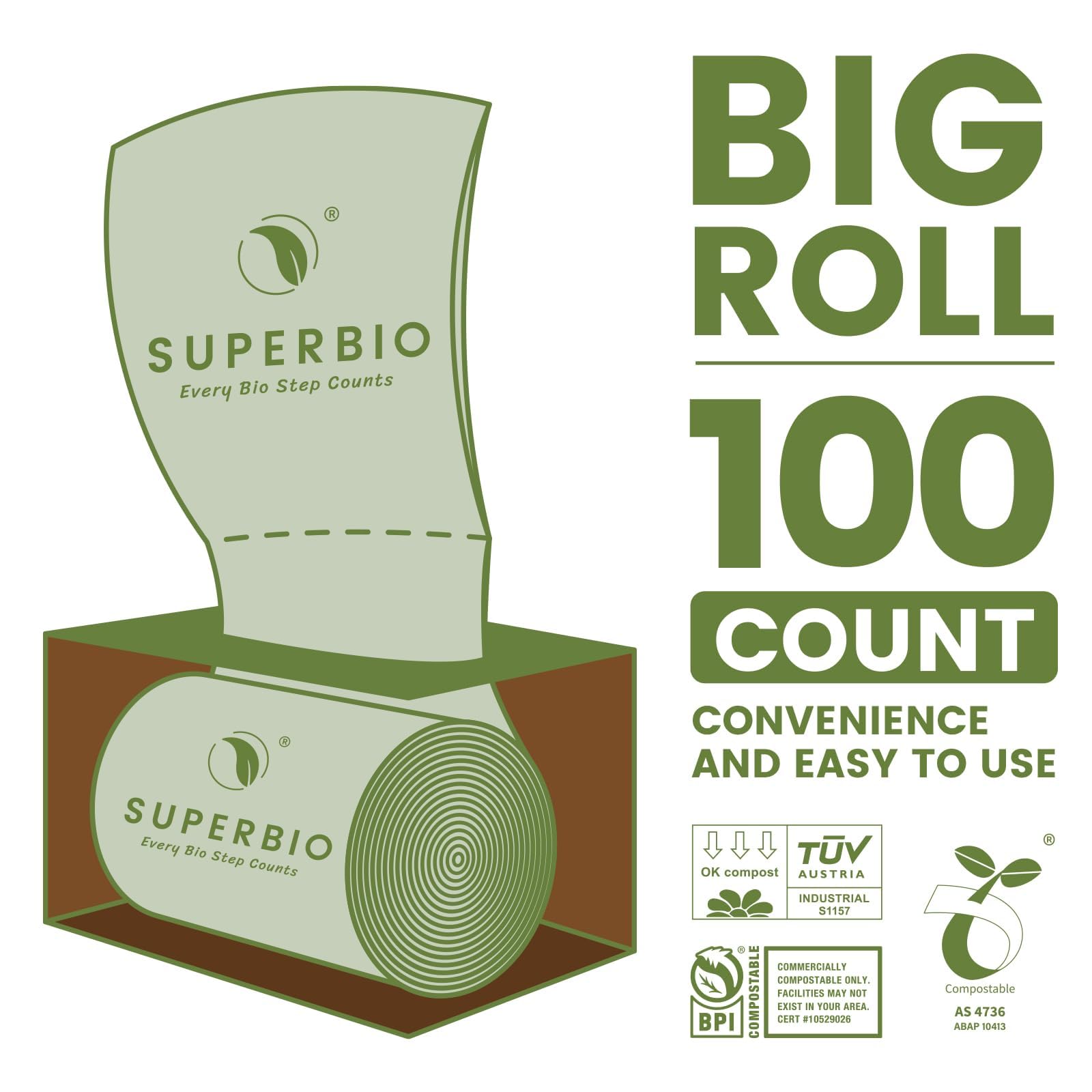 13 Gallon Compostable Kitchen Waste Bags (50 Count)