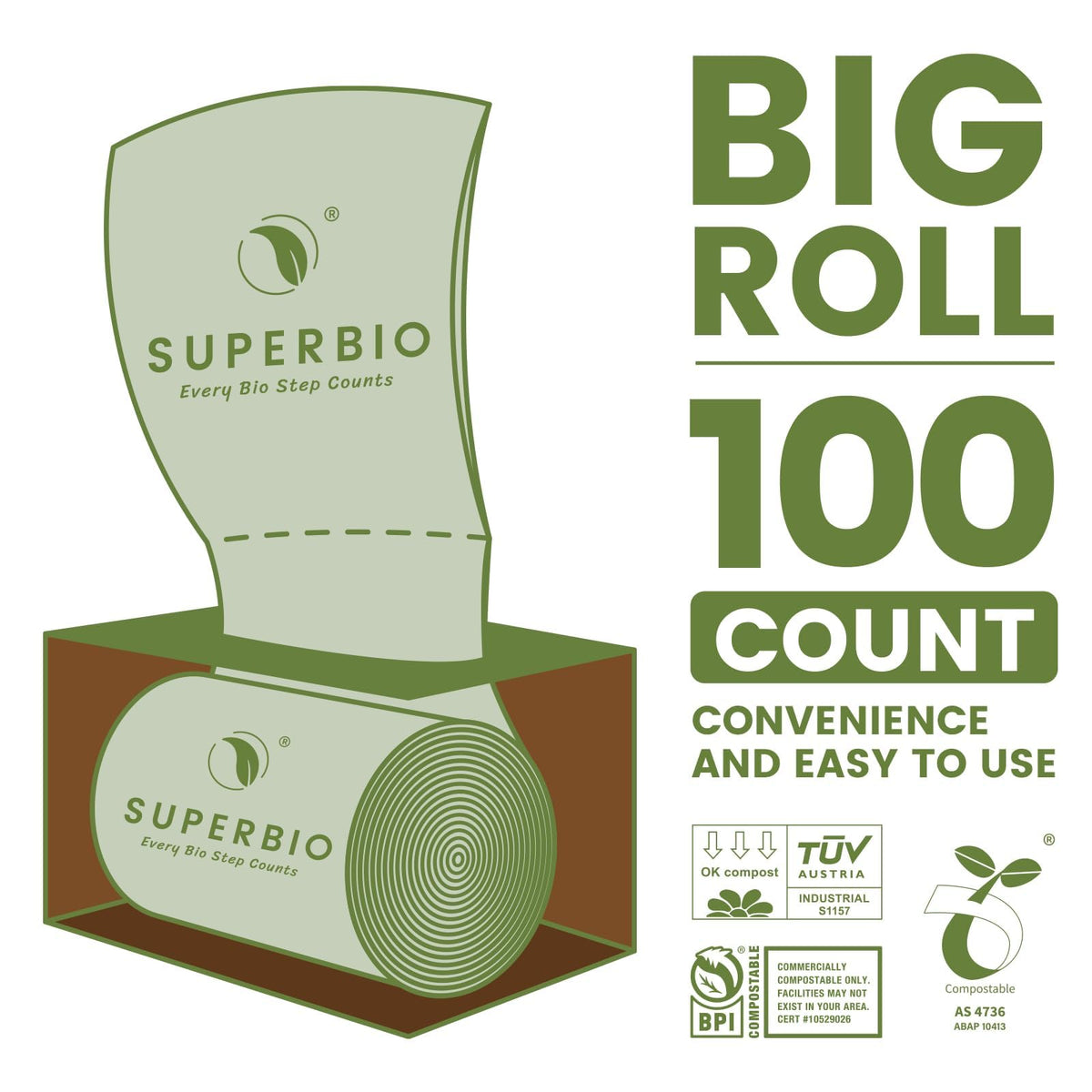 13 Gallon Compostable Kitchen Waste Bags (50 Count)