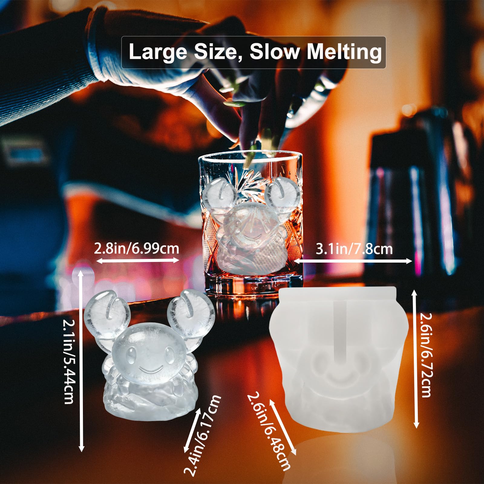 3D Crab Ice Cube Silicone Molds Tray for Whiskey (2 Count)
