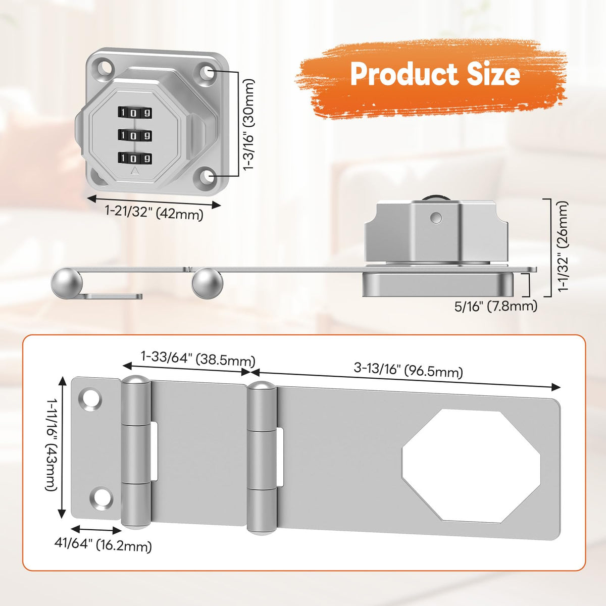 90 Degree 3 Digit Combination Cabinet Lock