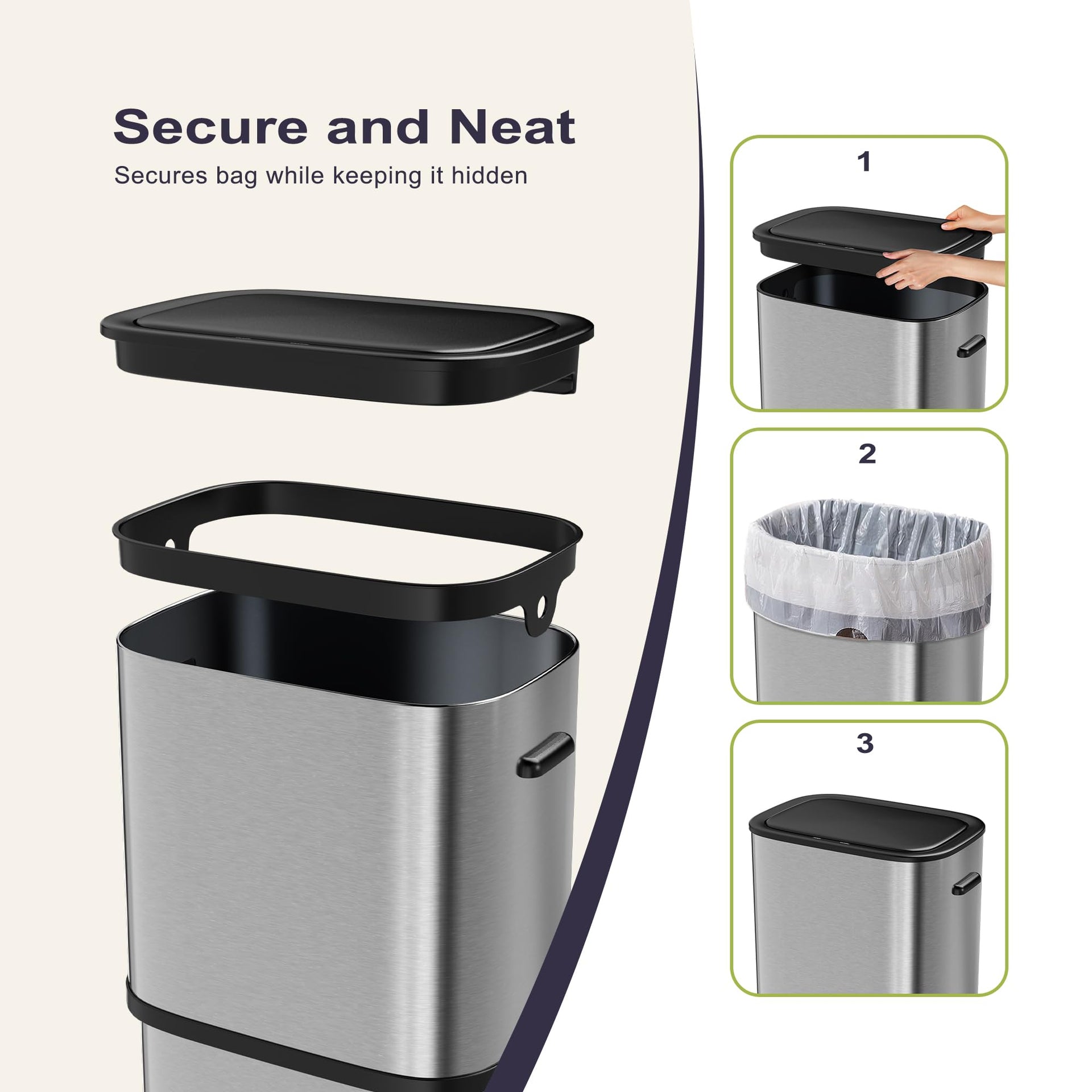 16 Gallon 60L Kitchen Trash Can