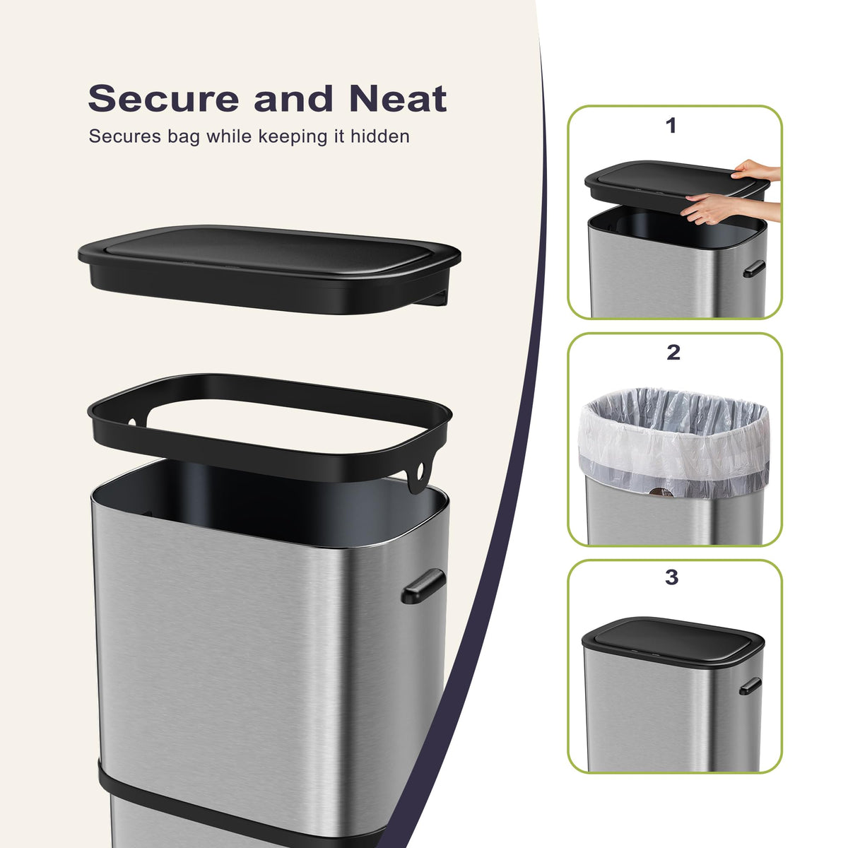 16 Gallon 60L Kitchen Trash Can