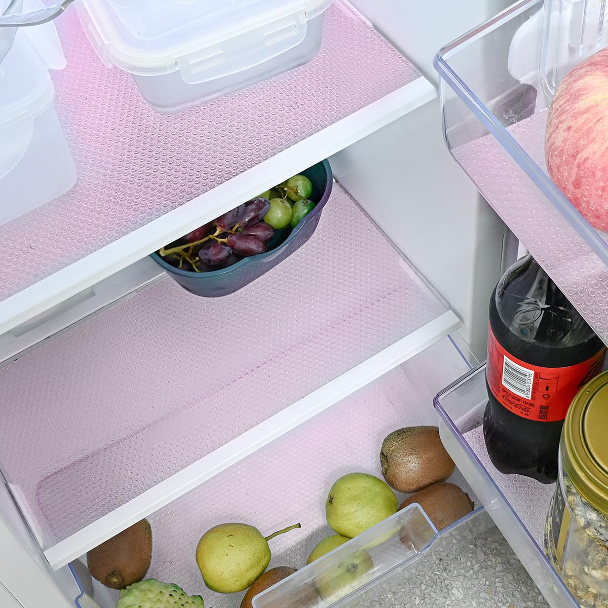 12Pcs Refrigerator Liners Washable Fridge Shelf Liners Refrigerator Mats for Freezer Glass Shelves Kitchen Cabinets Cupboards Drawers (12 Count)