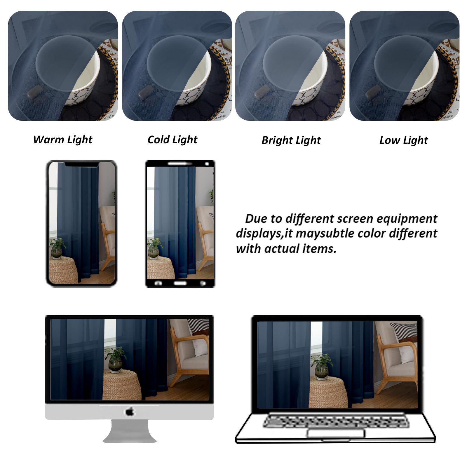 Navy Blue Sheer Curtains 84 Inches Long 2 Panels