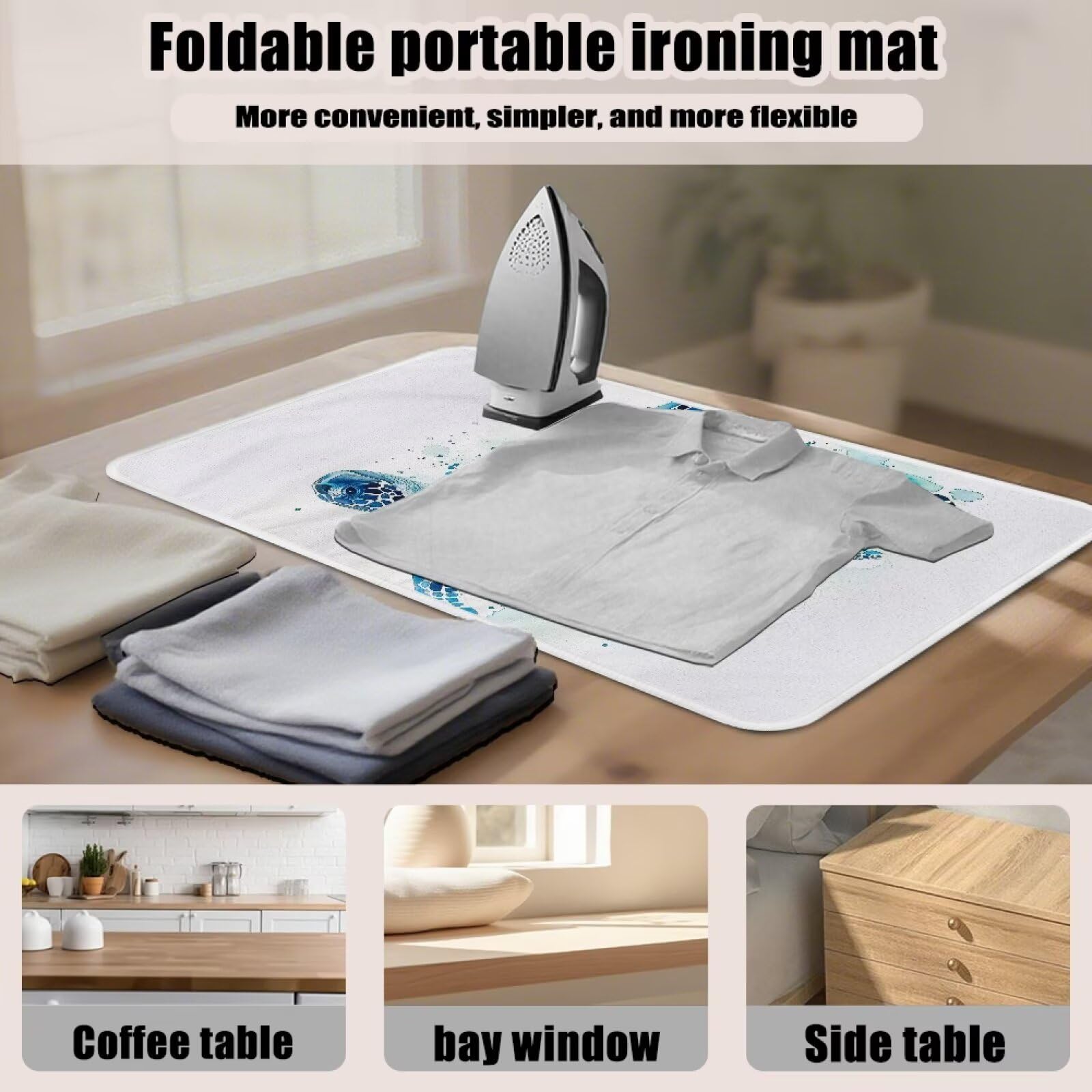 Ironing Mat Thickened Ironing Blanket Sea Turtle Portable Heat Resistant Ironing Pad for Washer