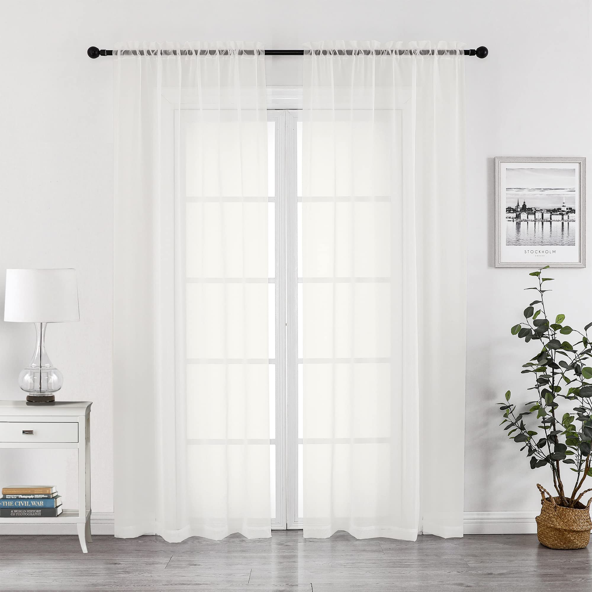 Sheer Ivory Curtains 90 inches Long 2 Panels (2 Count)