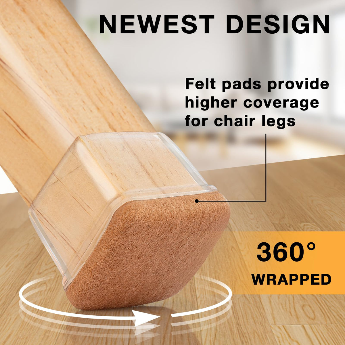 32 Pcs Square Silicone Chair Leg Floor Protectors (32 Count)