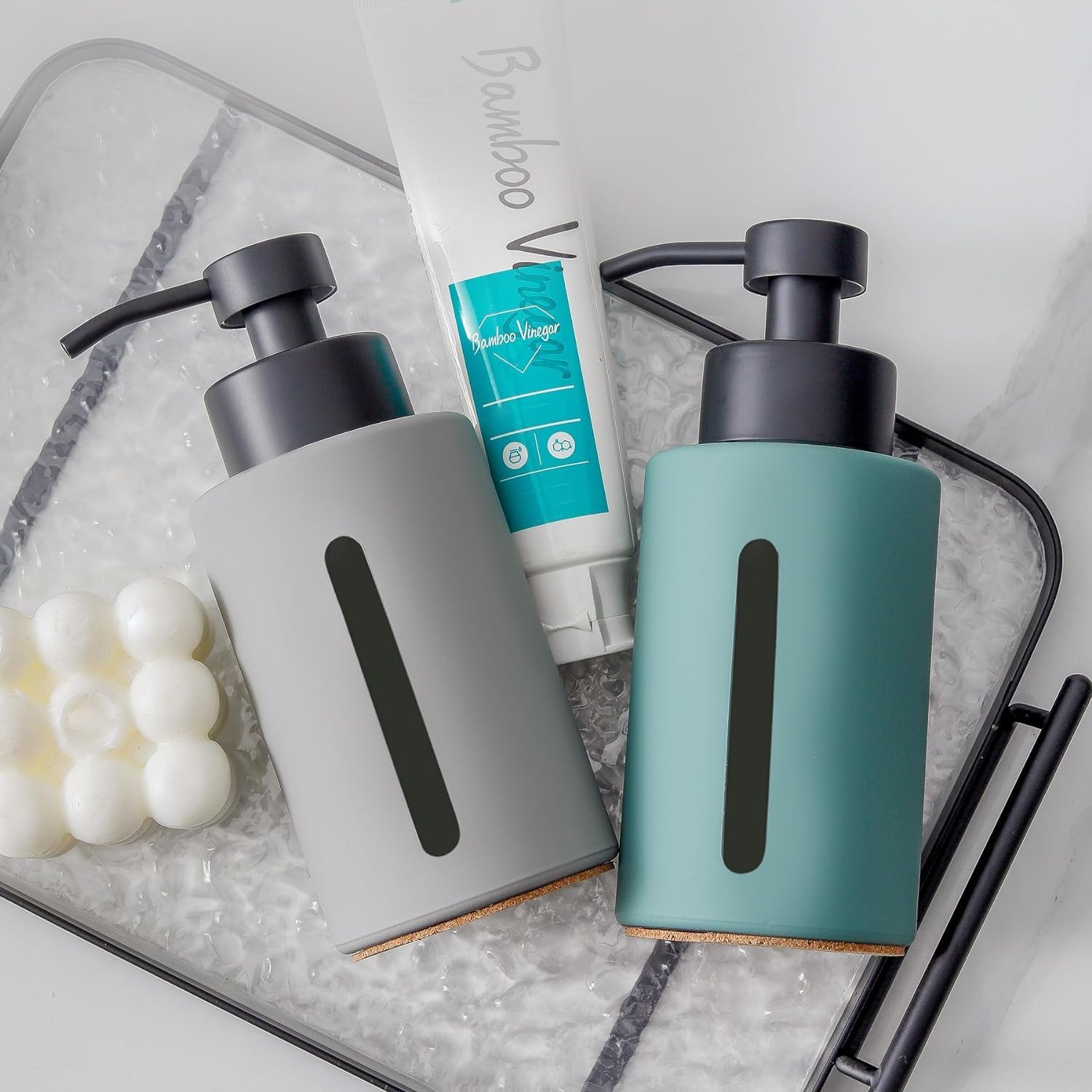 Light Gray Soap Dispenser with Window