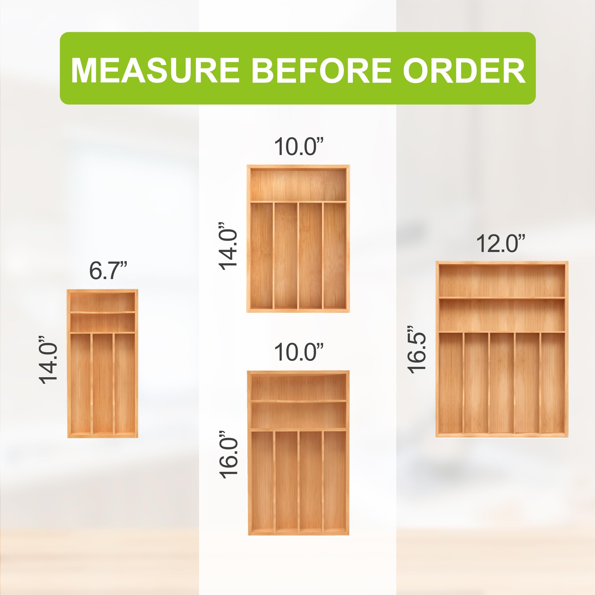Bamboo Silverware Drawer Tray