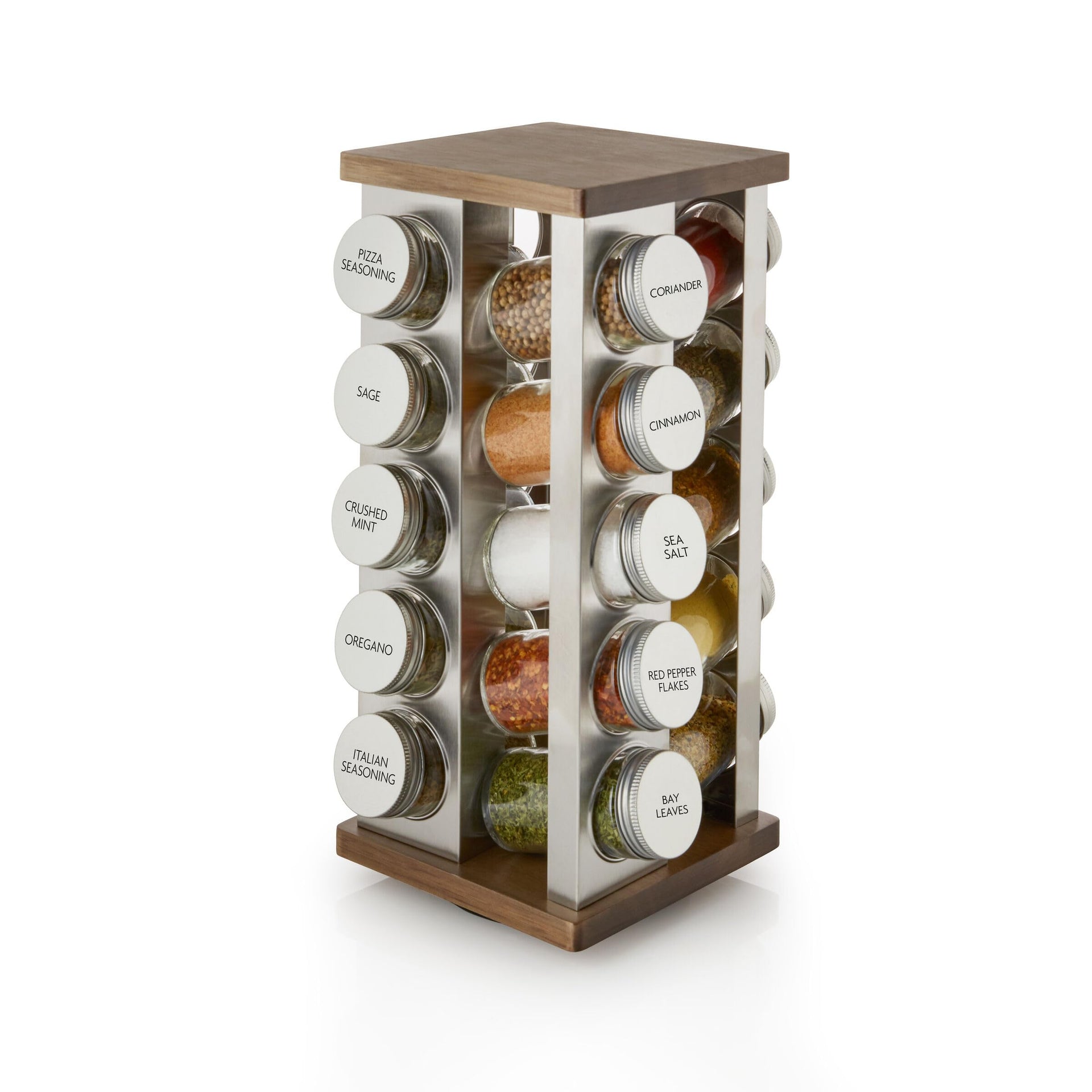 20 Jar Vintage Revolving Countertop Spice Rack Organizer with Spices Included