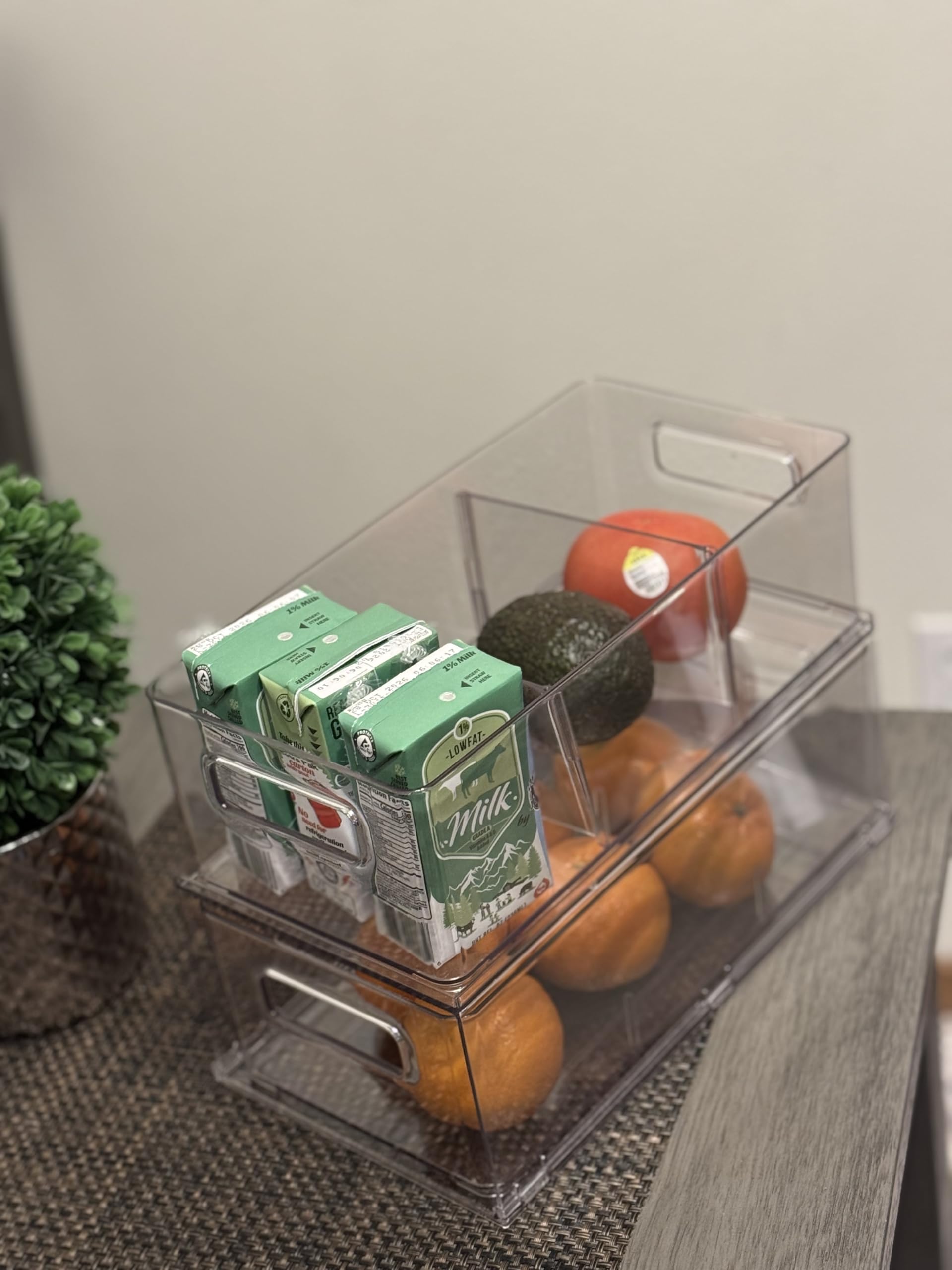 3.7QT Refrigerator Fridge Organizers Storage Bin with Pull