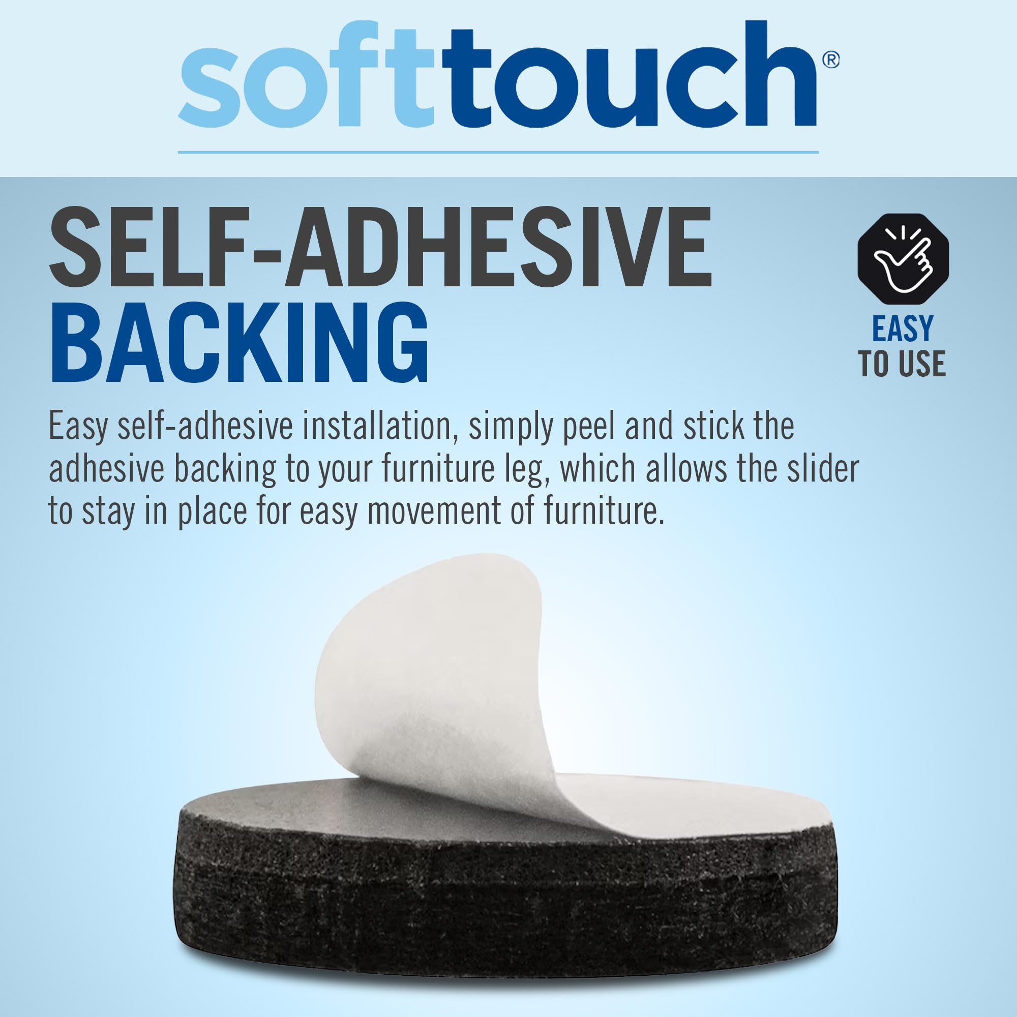 1" Round Reusable Felt Furniture Sliders for Hard Surfaces (48 Count)