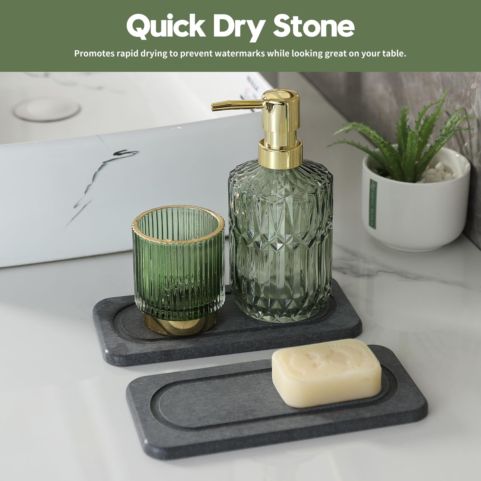2Pack Diatomite Stone Coasters Water Absorbing Sink Tray for Kitchen & Bathroom Counter (2 Count)